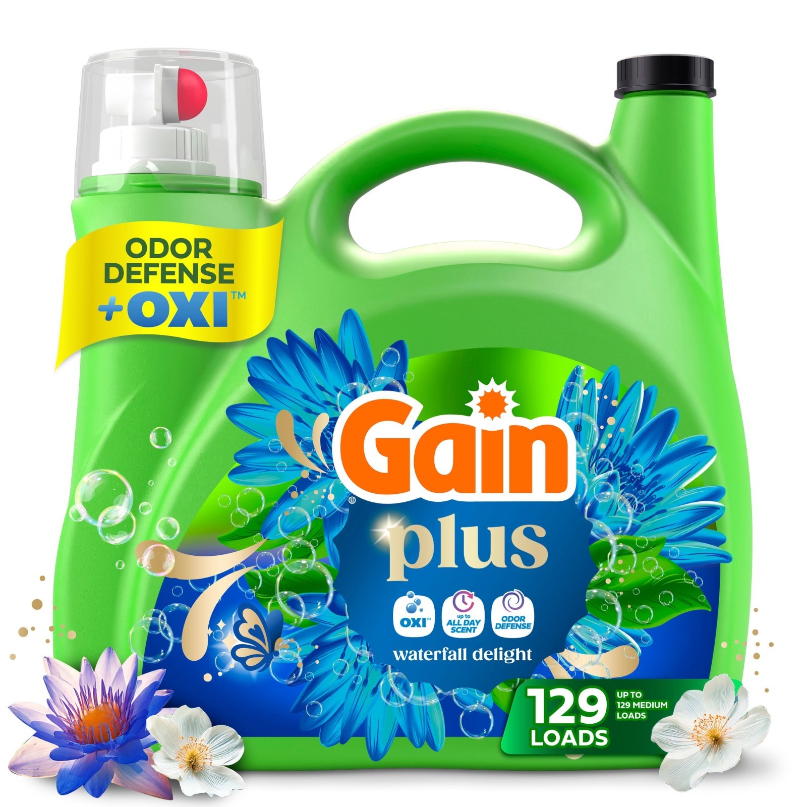 NEW Gain Plus OXI Liquid Laundry Detergent Waterfall Delight 170 oz