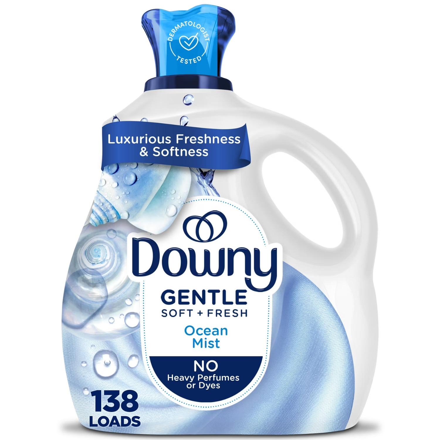 Downy Gentle Soft Fresh Fabric Softener Ocean Mist 93oz 138 Loads, 3 Pack