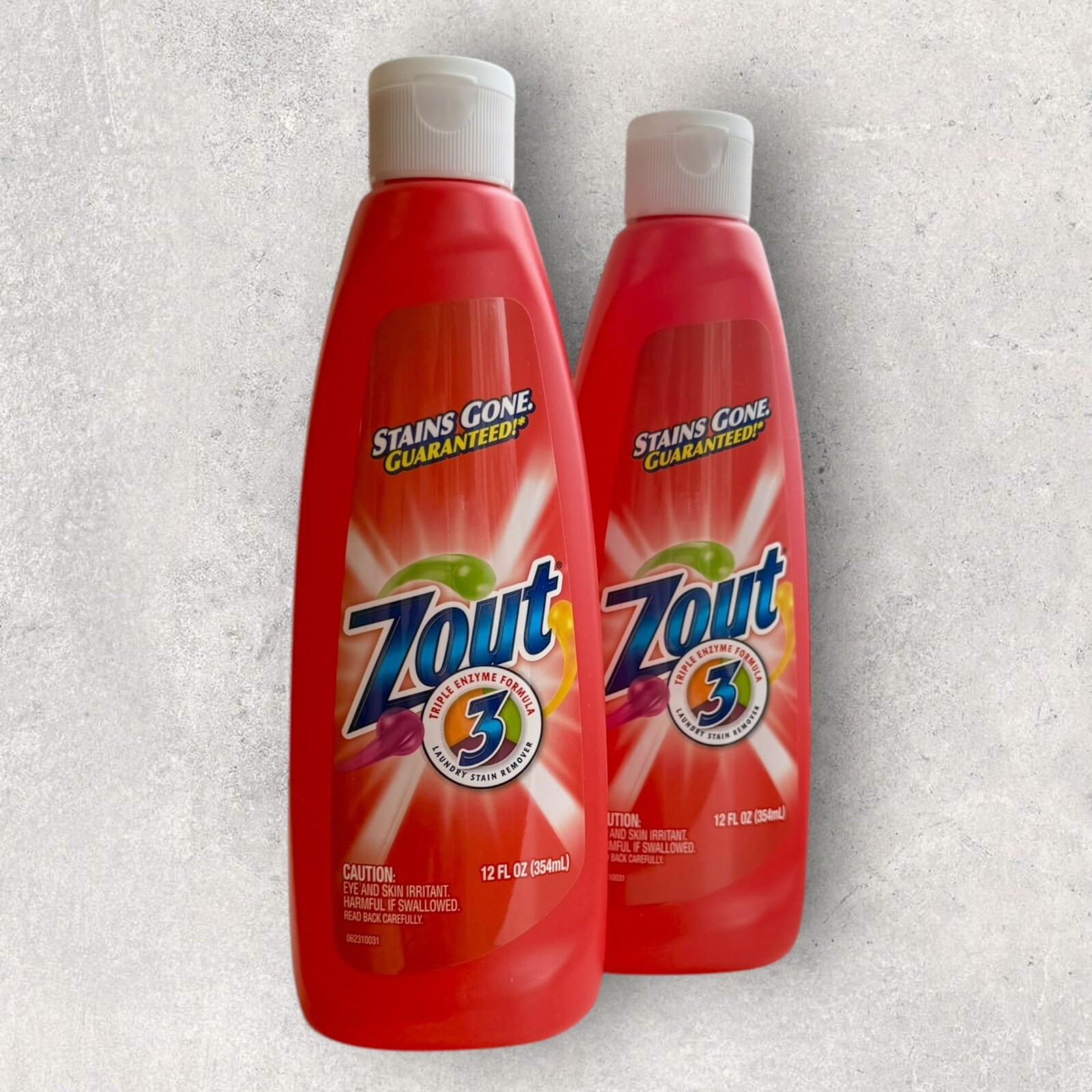 2 x Zout Triple Enzyme Stain Remover Laundry Amylase, Protease, and Lipase 12oz