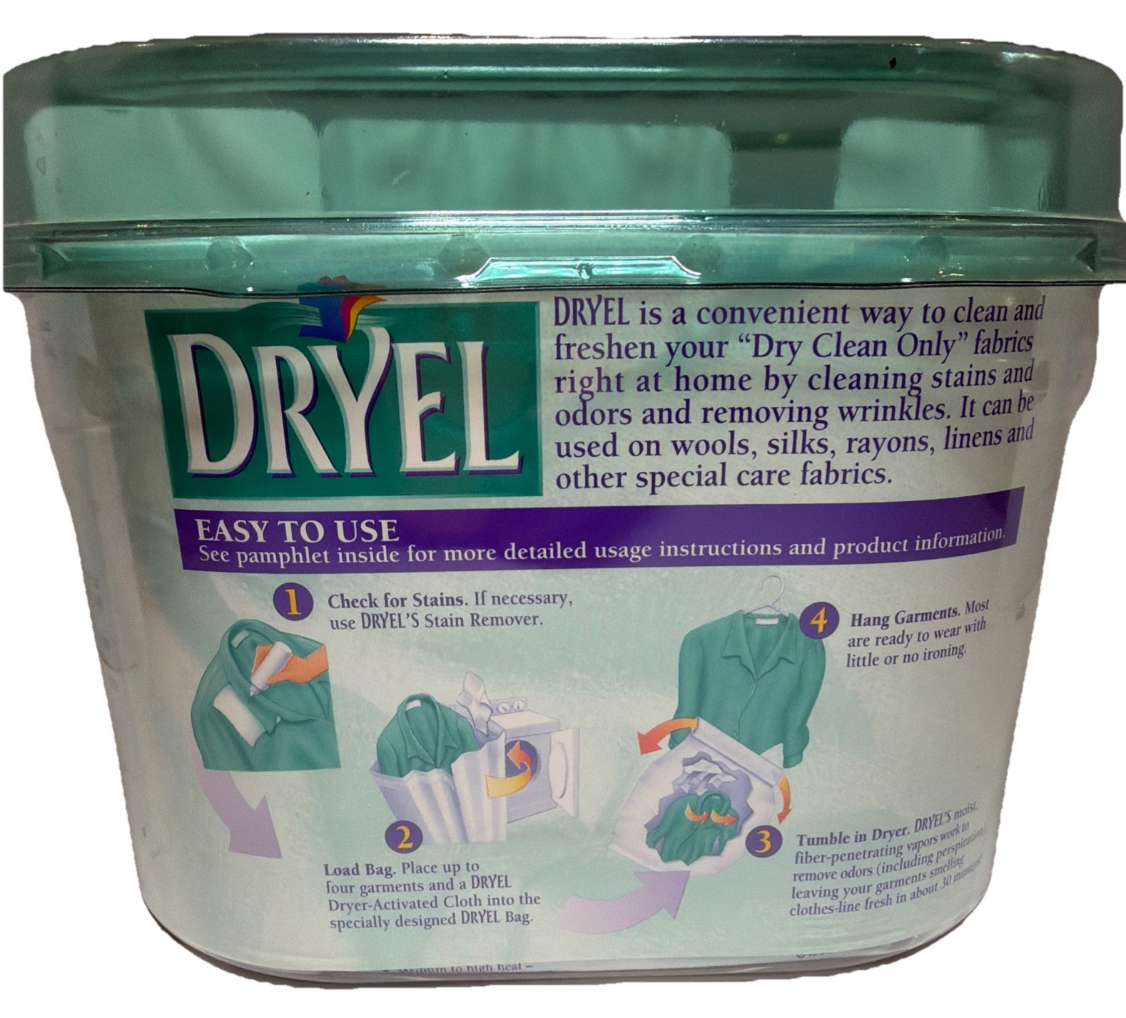 Dryel At-Home Dry Clean Only Fabric Care Starter Kit Vintage 1997 NO Bag