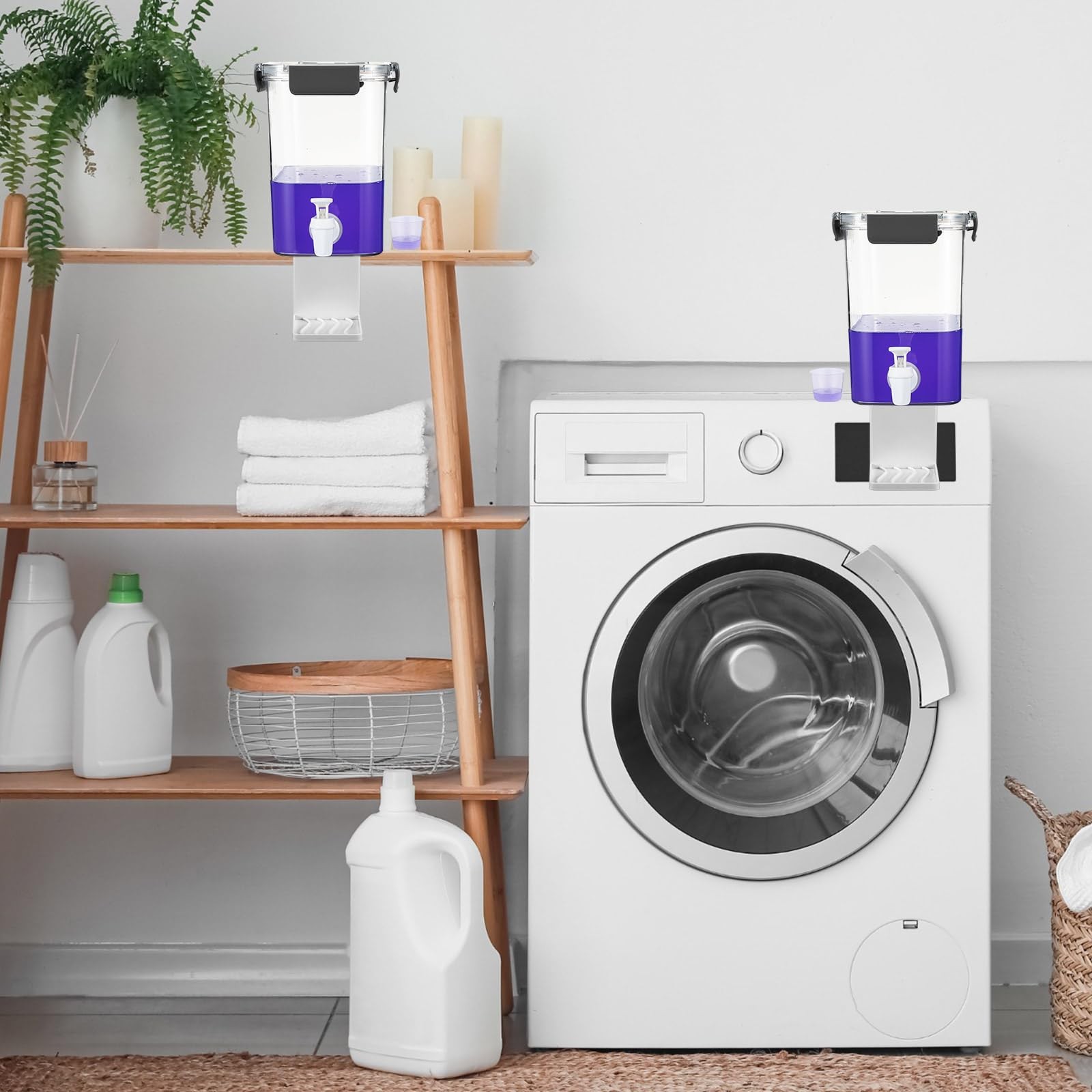 3 Set 67.6 oz Liquid Laundry Detergent Dispenser with Faucet and Cup Holder L…