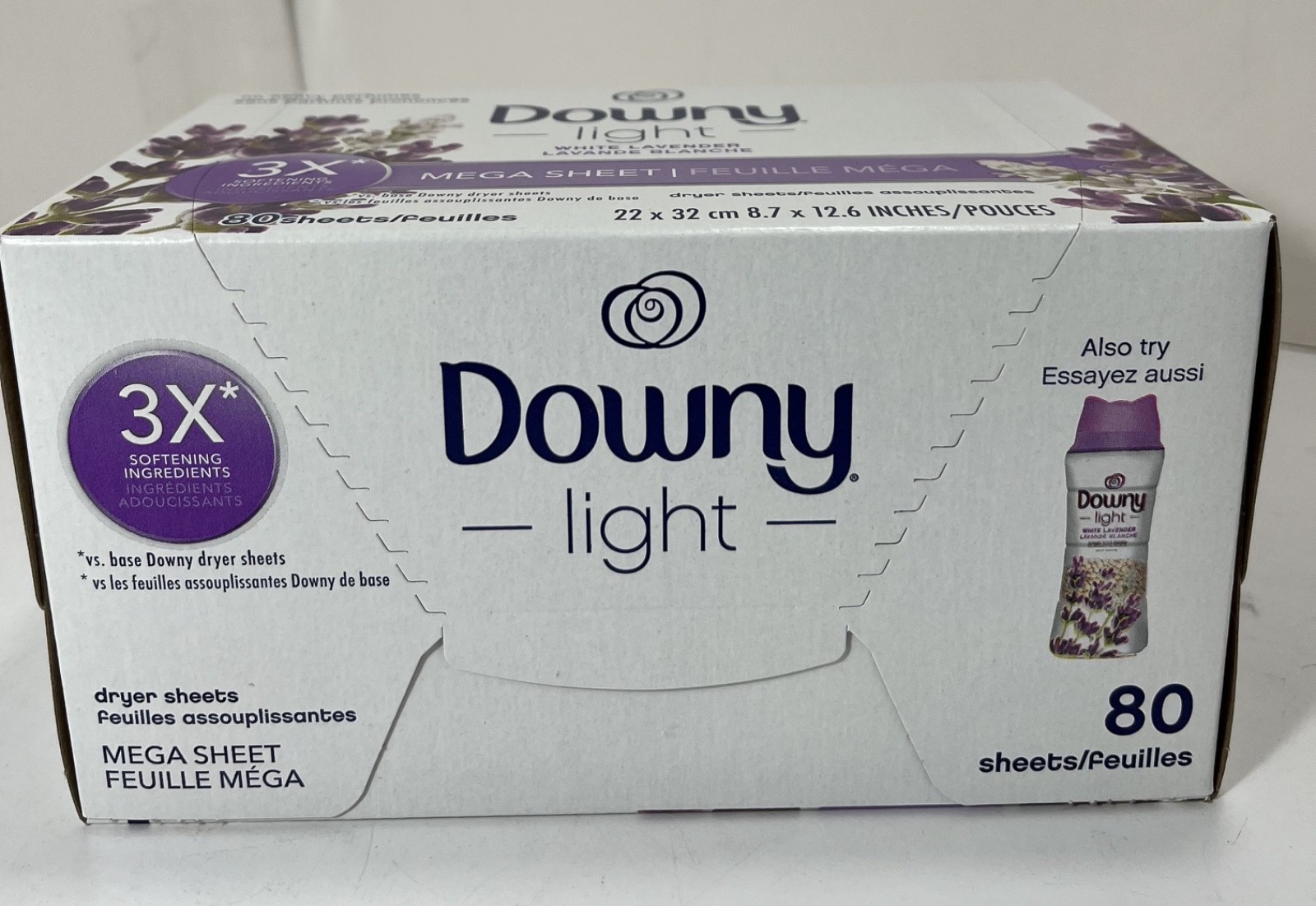DOWNY Light WHITE LAVENDER Mega Sheet 3x Softening No Heavy Perfumes, 80 Sheets