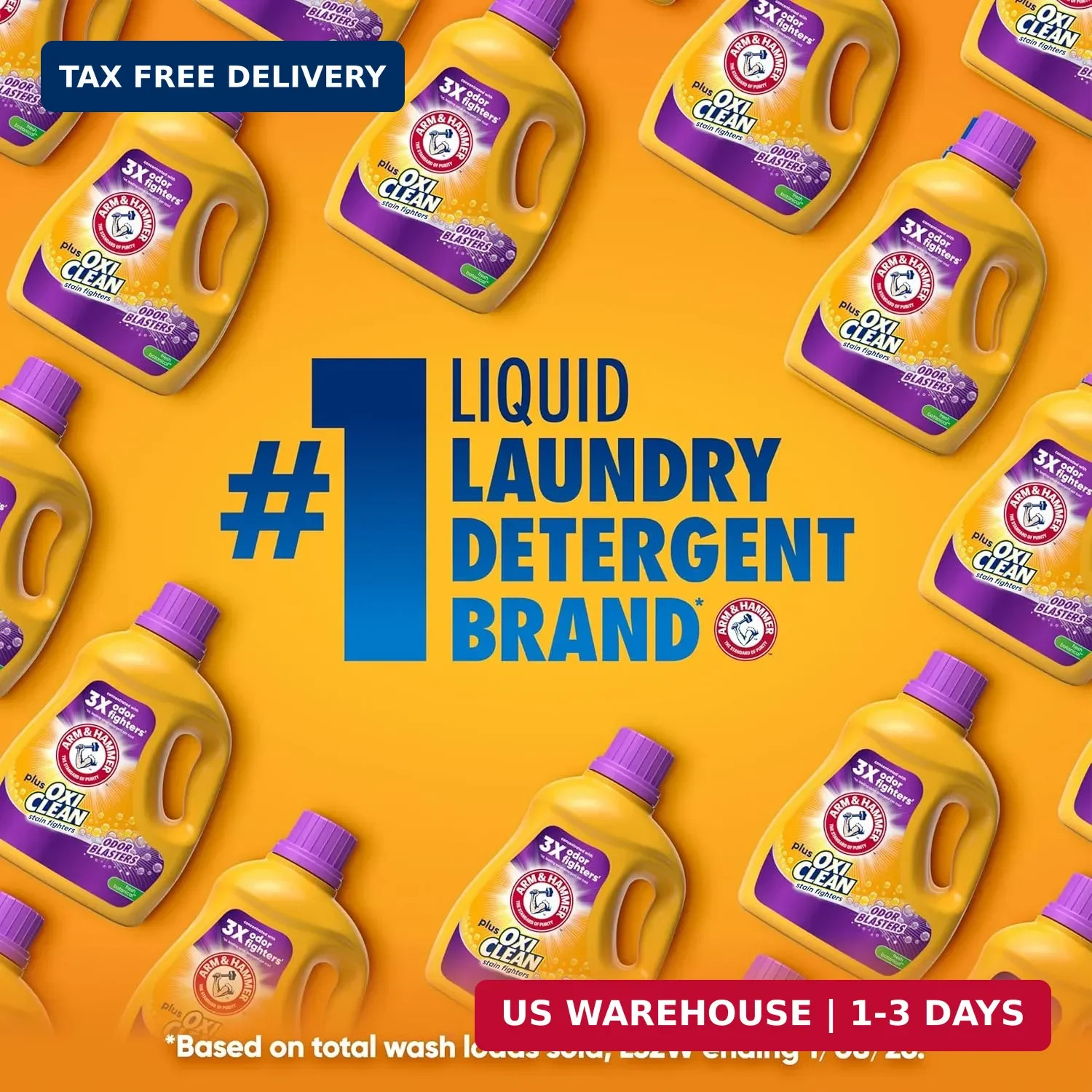 ARM & HAMMER Plus OxiClean with Odor Blasters Liquid Laundry Detergent, Laundry