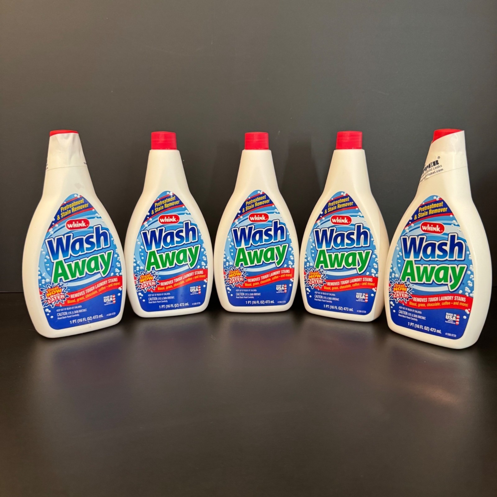 Whink Wash Away Pretreatment & Stain Remover 16 Fl Oz 5 Bottles