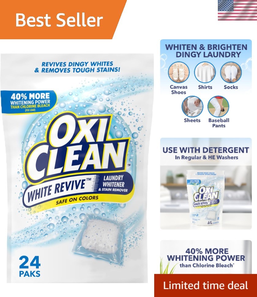 Revitalize Whites with White Revive 24 Count Stain Remover Power Paks, Unscented