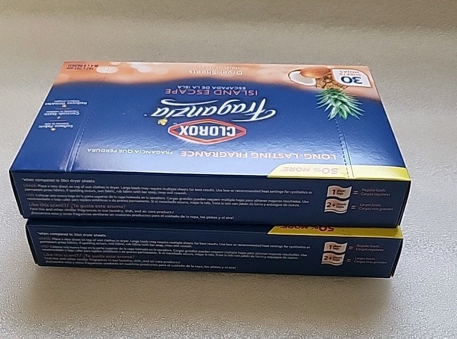 Clorox Fraganzia Dryer Sheets in Island Escape Scent 30 Sheets Sealed