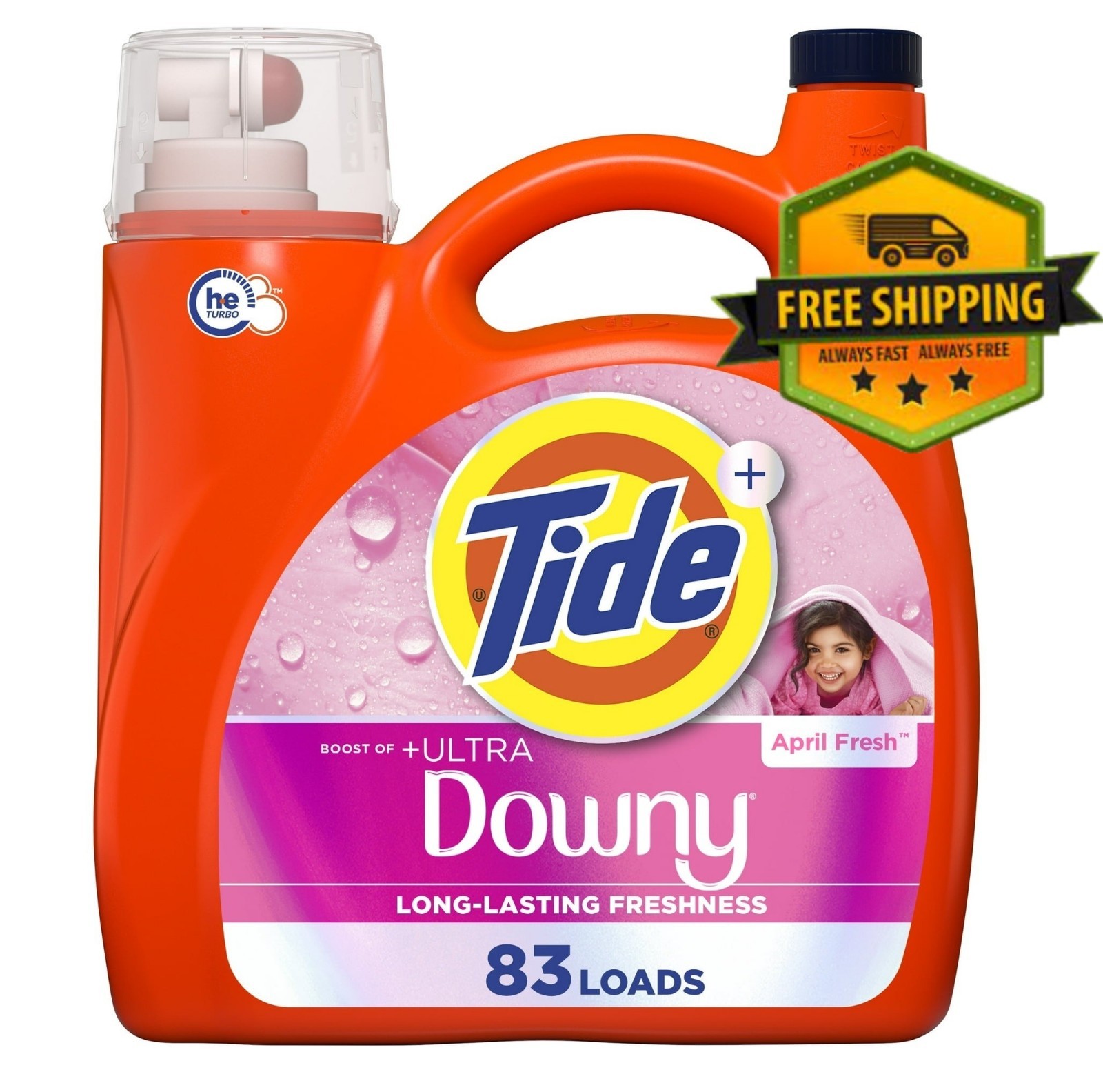 Tide + Ultra Downy Laundry Detergent, April Fresh Scent, 83 Loads, 117 fl oz