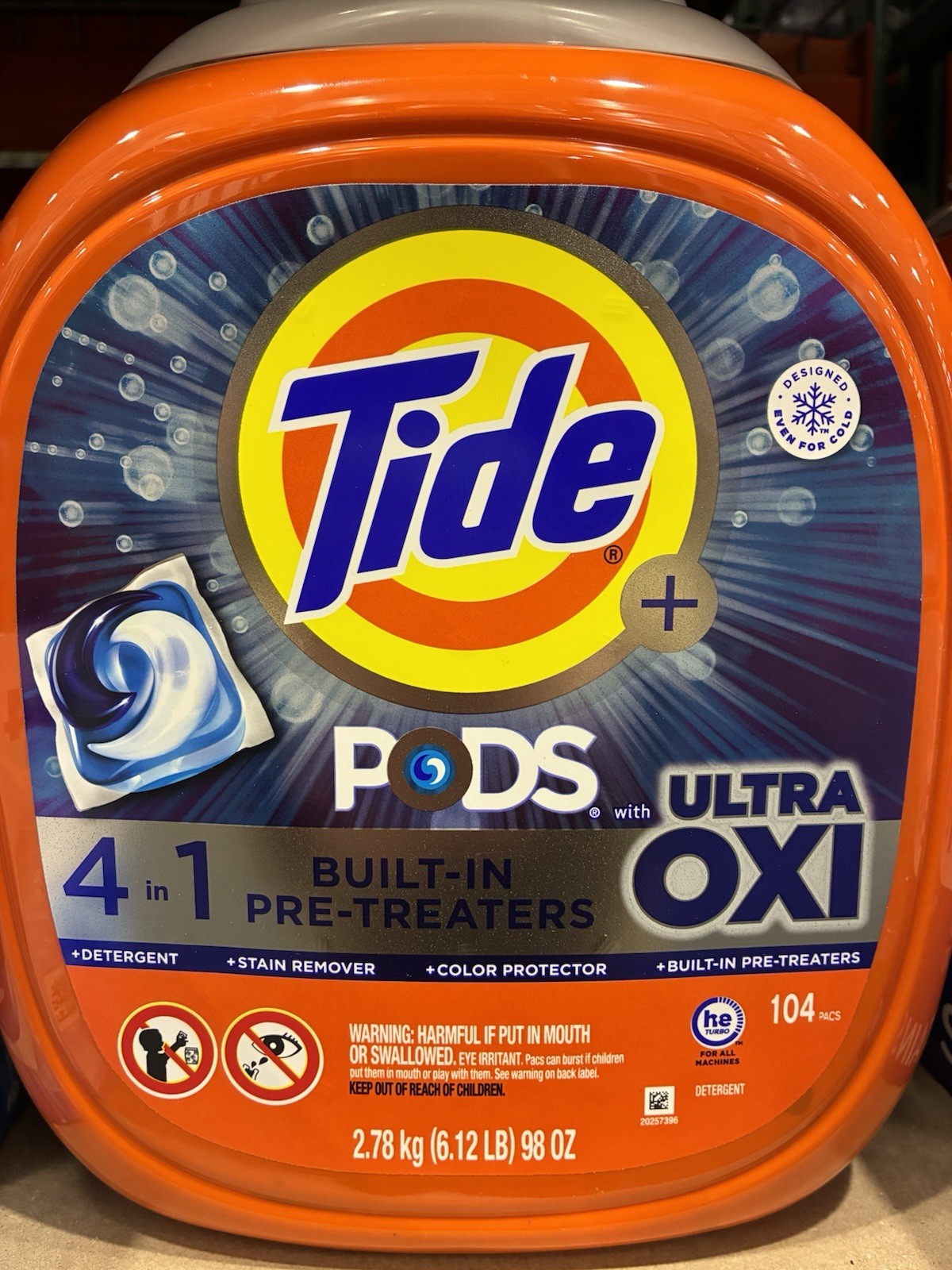 Tide Ultra Oxi 4 in 1 Laundry Detergent Pods 104 Count HE Turbo Stain Remover