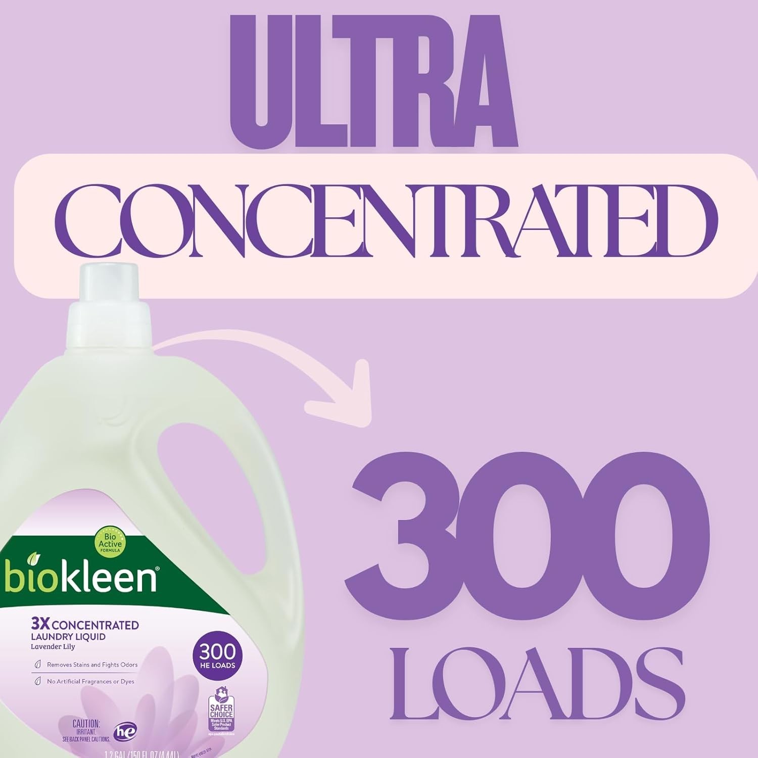 Gentle Laundry Detergent, 300 Loads – Eco-Friendly Liquid with Lavender Essence