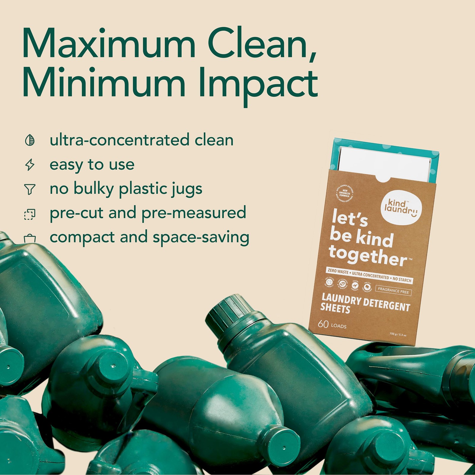 Eco-Friendly Laundry Detergent Sheets – Stain-Fighting, Fragrance-Free, 60 Loads