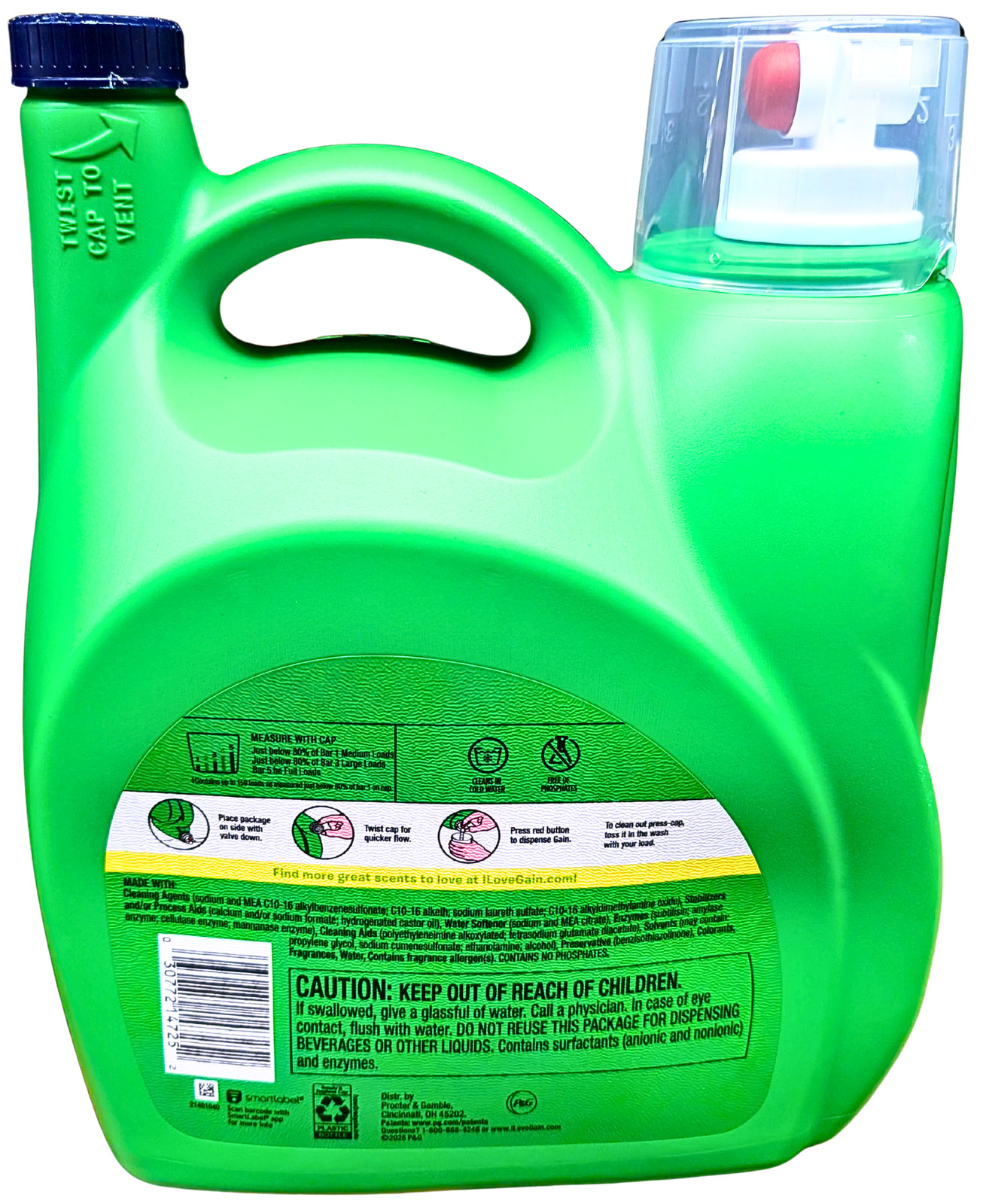 Gain + Oxi Liquid Laundry Detergent Moonlight Breeze 159 Loads 170 Fl Oz
