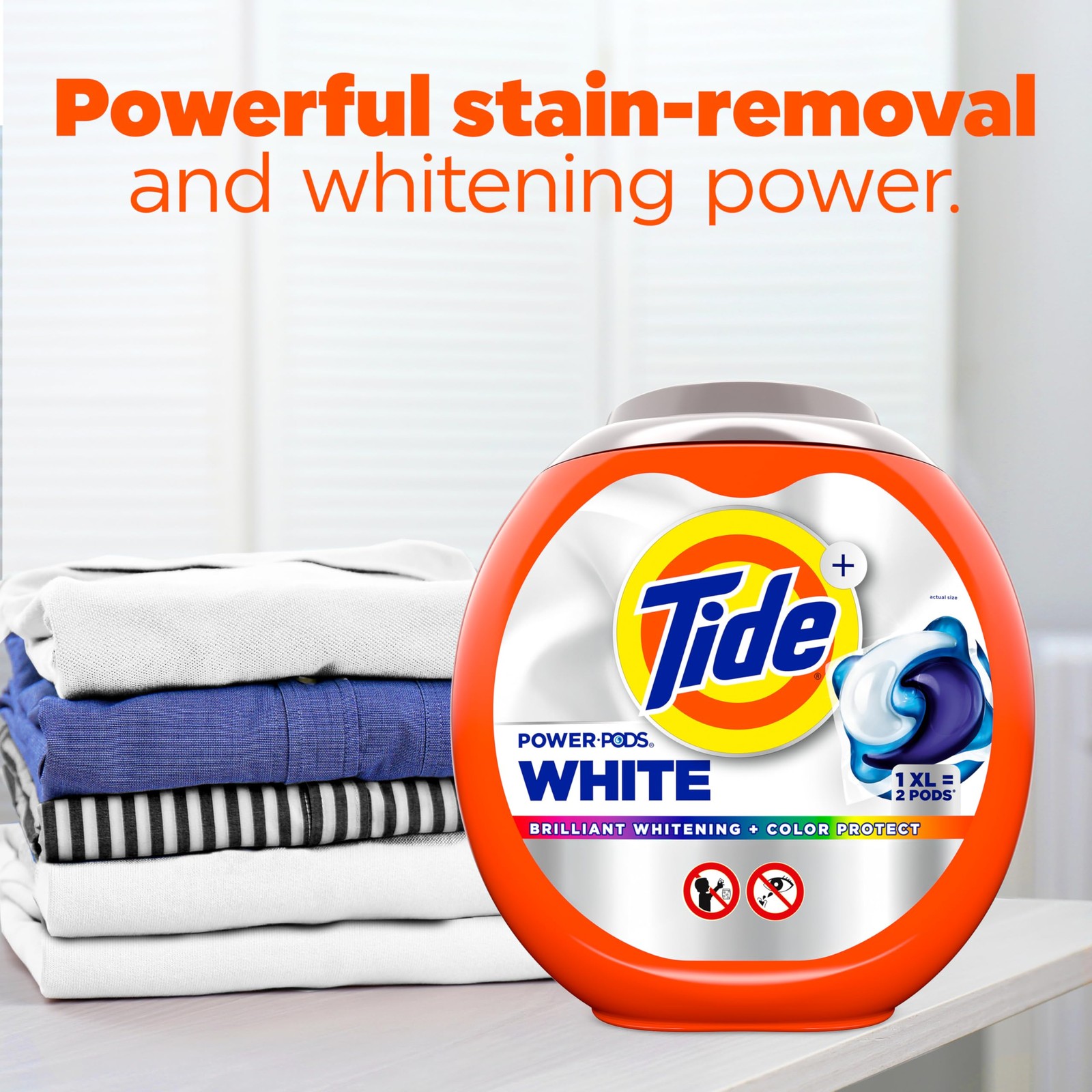 Tide Power PODS White Laundry Detergent Pacs 63 Ct XL Pacs Brilliant Whitening