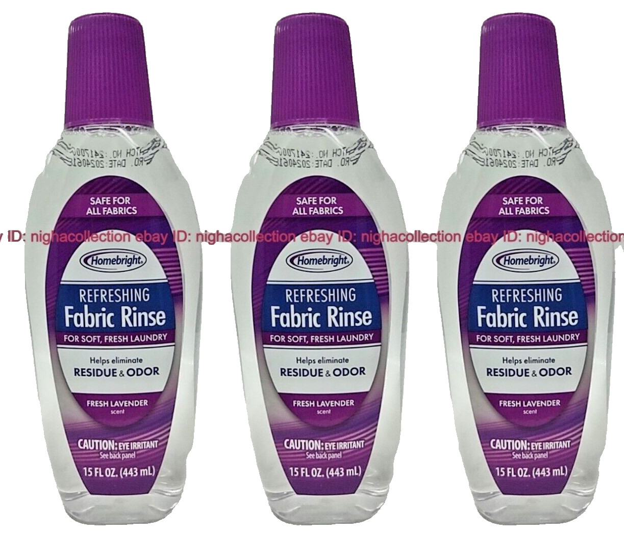 3 X H.bright Laundry Fabric Rinse Eliminates Residue Odor Fresh Lavender 15 ozEa