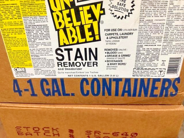 LOT OF 4 x 1GAL, CORE UNBELIEVABLE! Stain Remover Deodorizer (Pack of 4X1 GAL)