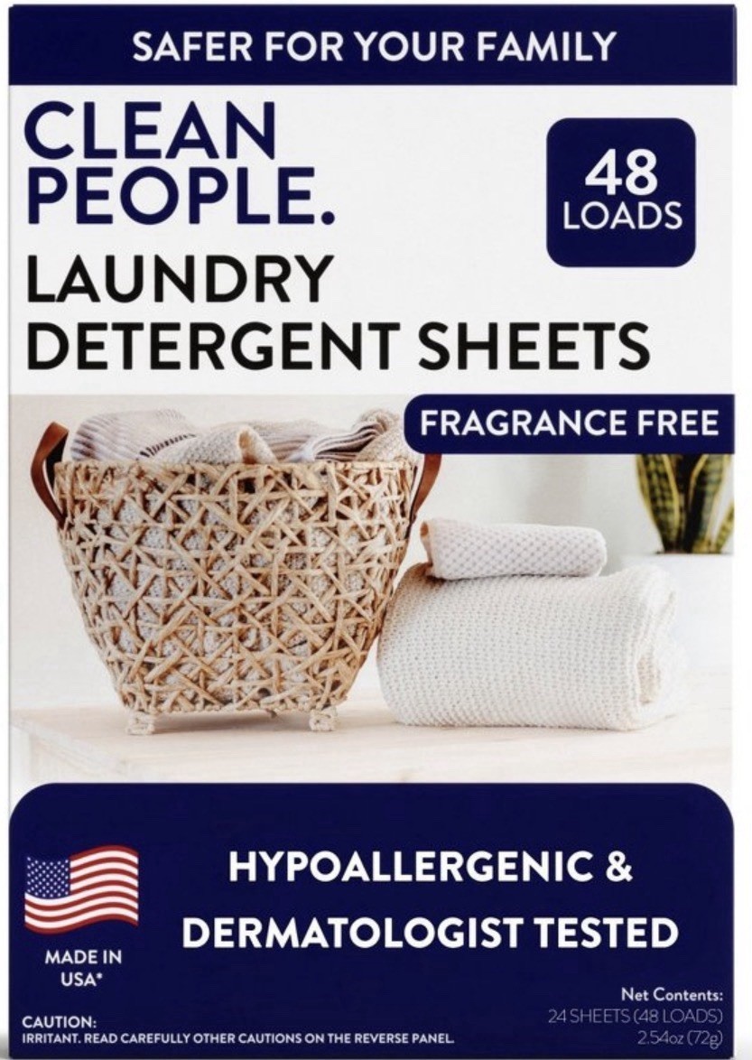 Clean People Laundry Detergent Sheets Fragrance Free Hypoallergenic 48 Loads x 2