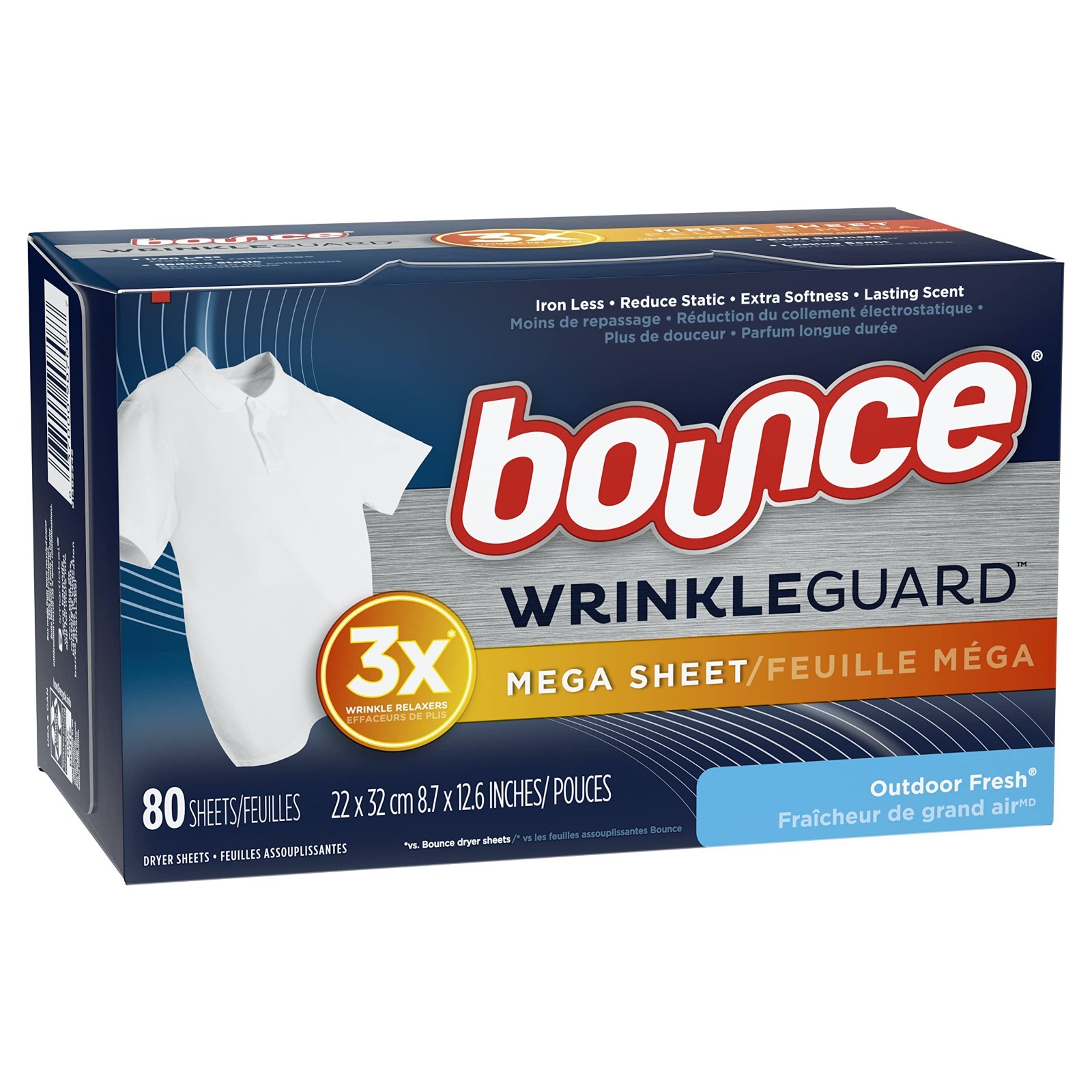 ✨BRAND NEW✨ Bounce WrinkleGuard Mega Dryer Sheets Outdoor Fresh Scent, 80 Sheets