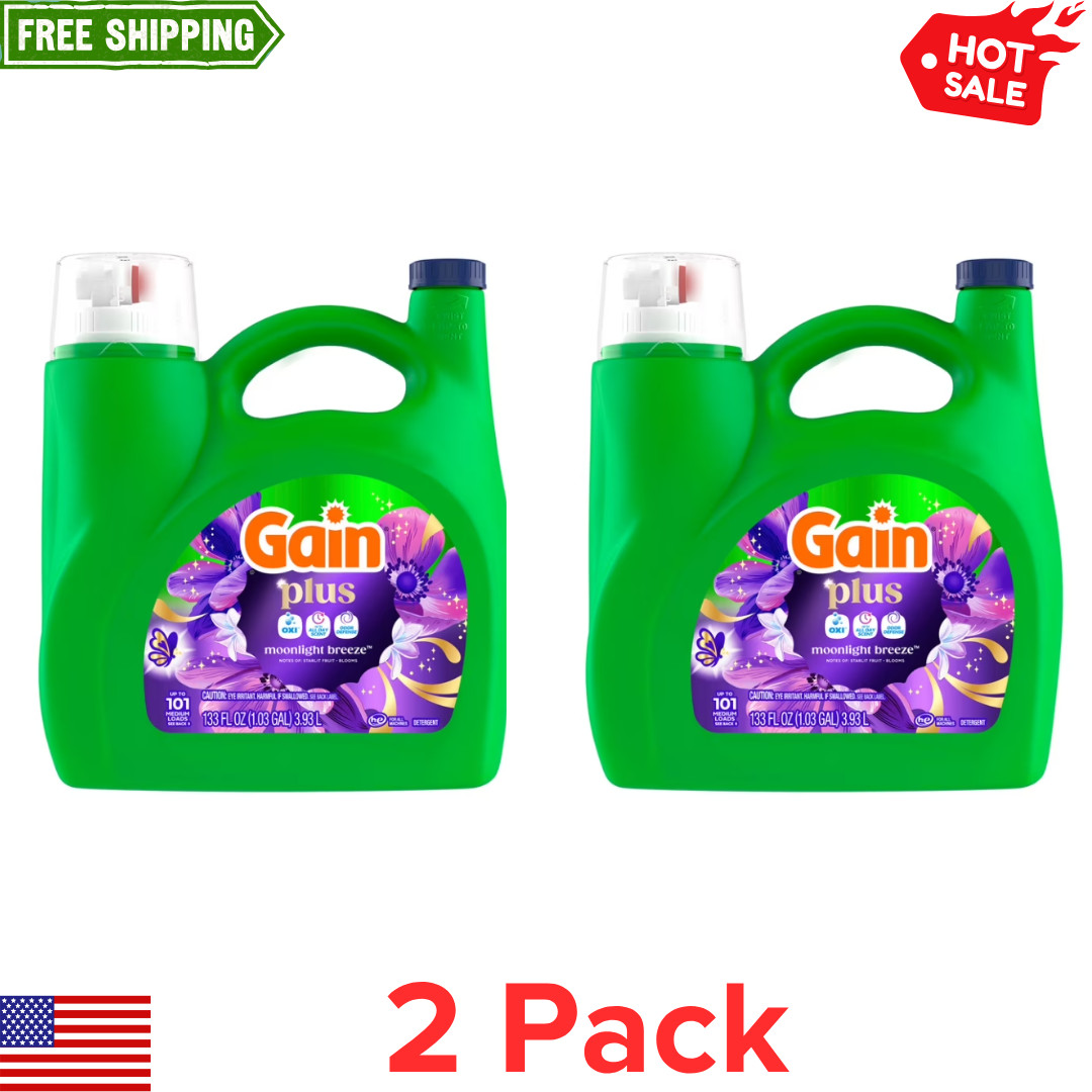 (2 pack)Gain Moonlight Breeze Liquid Laundry Detergent Plus OXI 133 fl oz