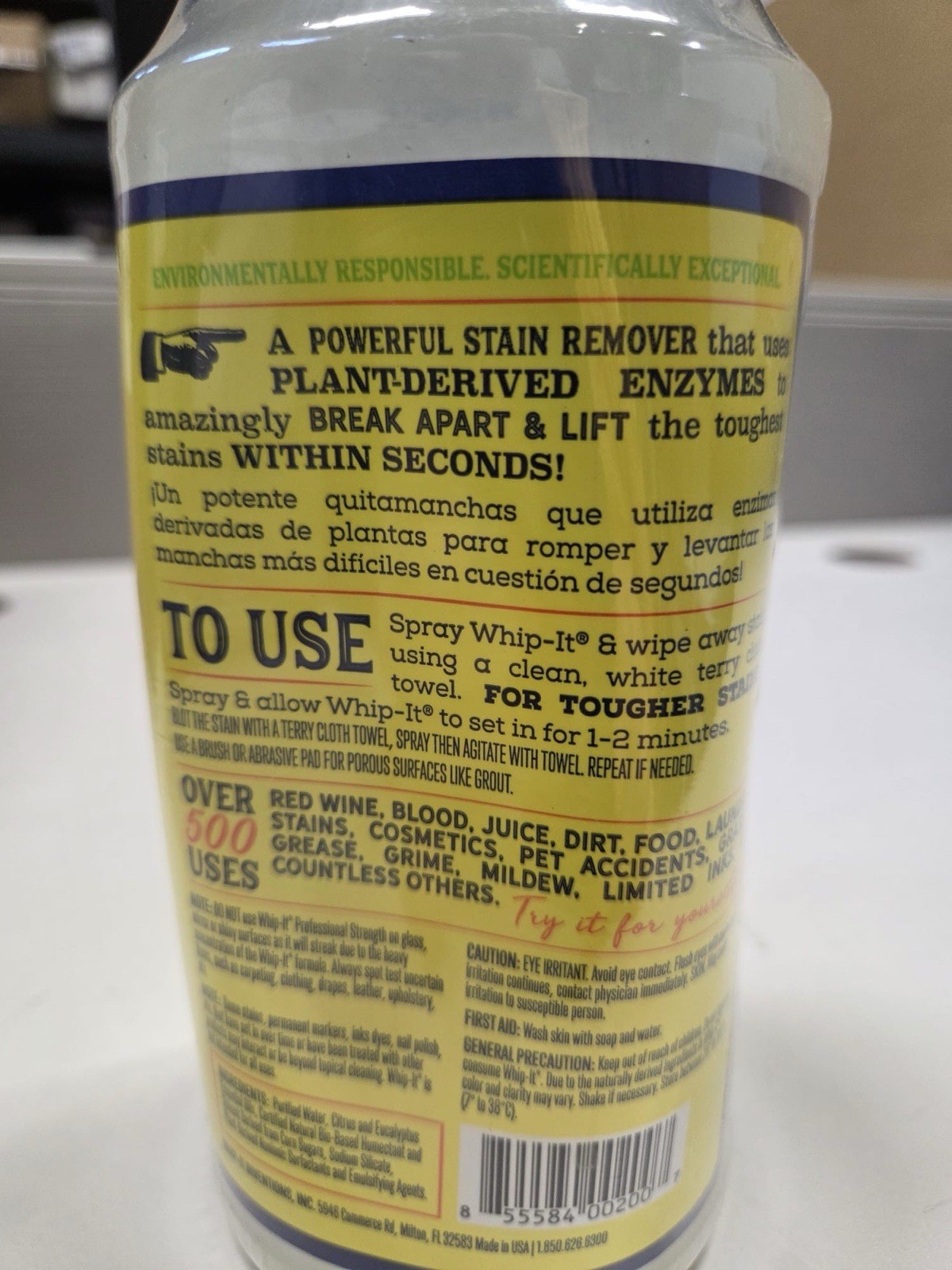 The Amazing Whip-It Multipurpose Stain Remover 32 oz Plant Based Non-toxic USA