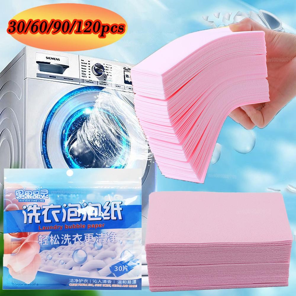 30/60/90/120pcs Portable Laundry Tablets Cleaning Clothes Laundry Paper Concentr