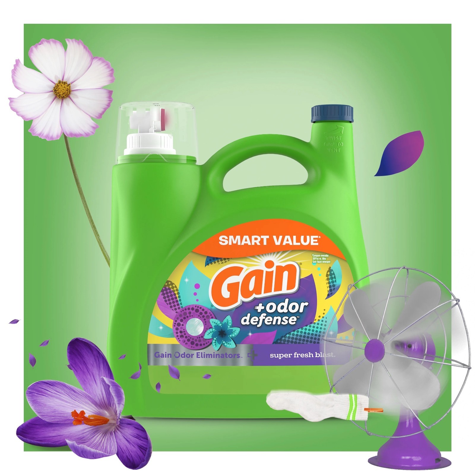(2 pack )Gain Odor Defense Liquid Laundry Detergent, Super Fresh Blast 154 fl oz