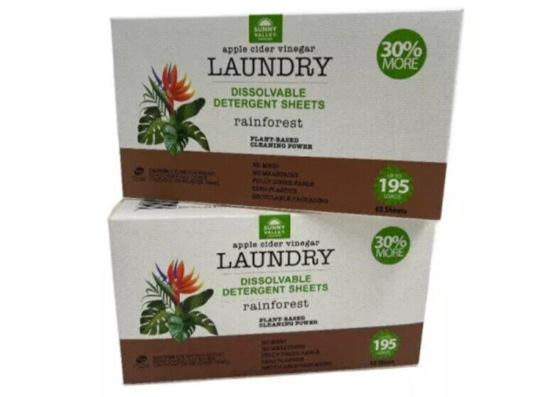 Sunny Valley Orchard Detergent Sheets Set of 2 Rainforest 130 Sheets 390 Loads