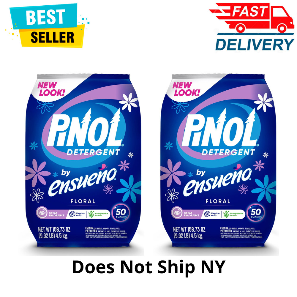 Pinol By Ensueño Powder Laundry Detergent, Floral Scent, 4.5 kg, 50 Loads, 2Pack