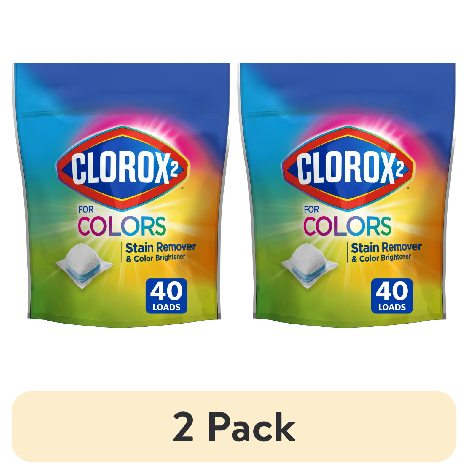 Clorox 2 for Colors Stain Remover Color Booster Pods 40ct LOT OF 2 New