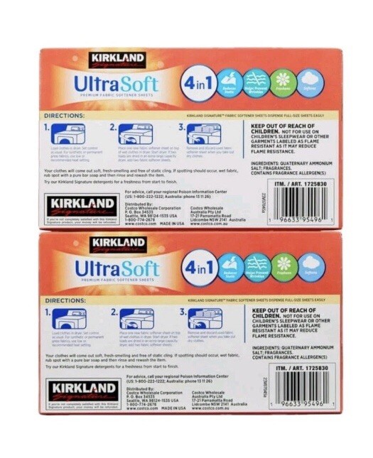 Fabric Softener Sheets Ultra Soft Fresh Scent 2 Pk 500 Sheets Total Kirkland