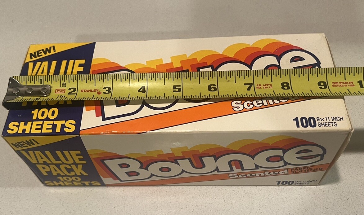 100 Vintage BOUNCE Fabric Softener Scented Dryer Sheets Full P&G Movie Prop NEW