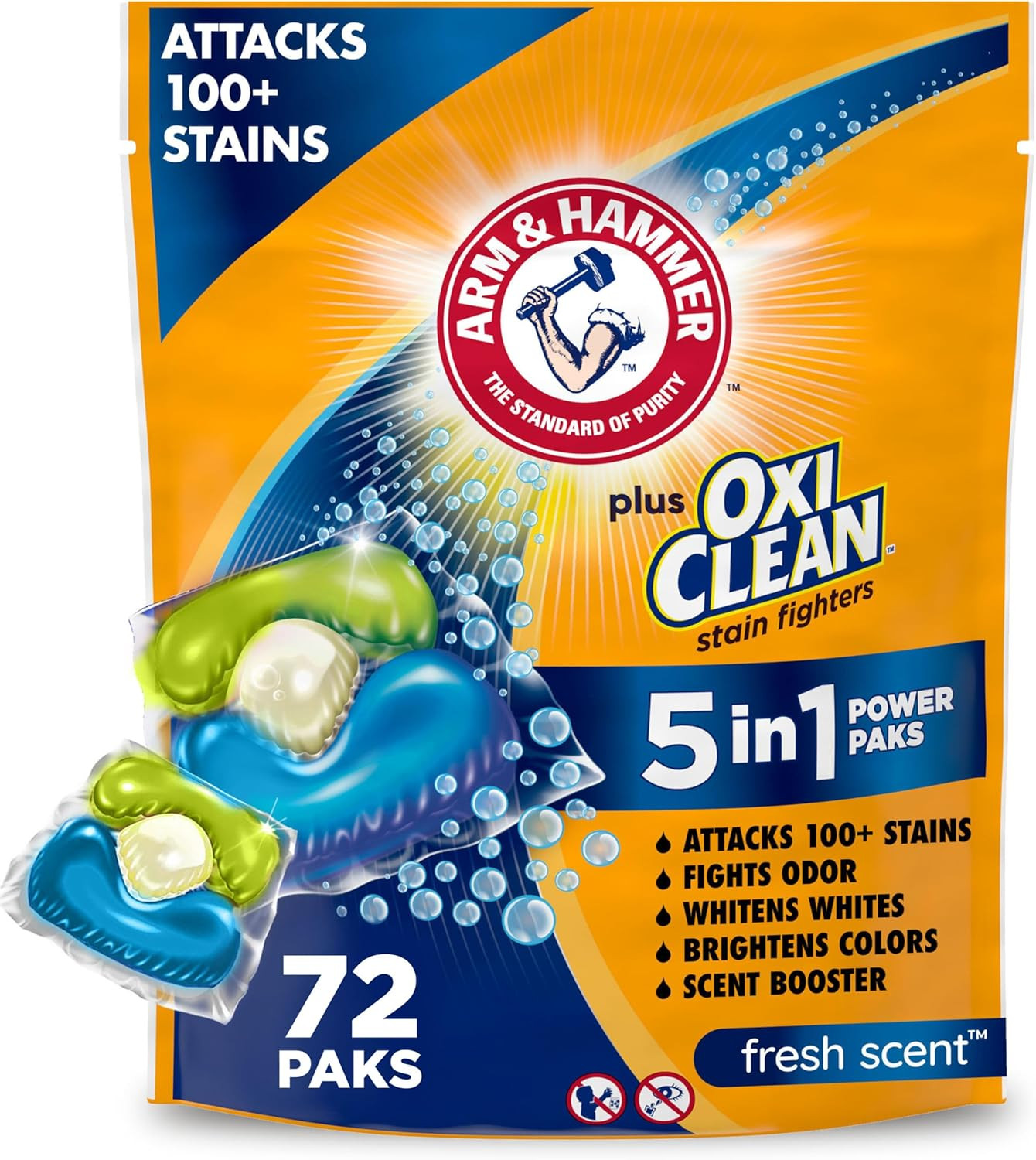 plus Oxiclean Stain Fighters: 5-In-1 Laundry Detergent Power Paks, Fresh Scent,