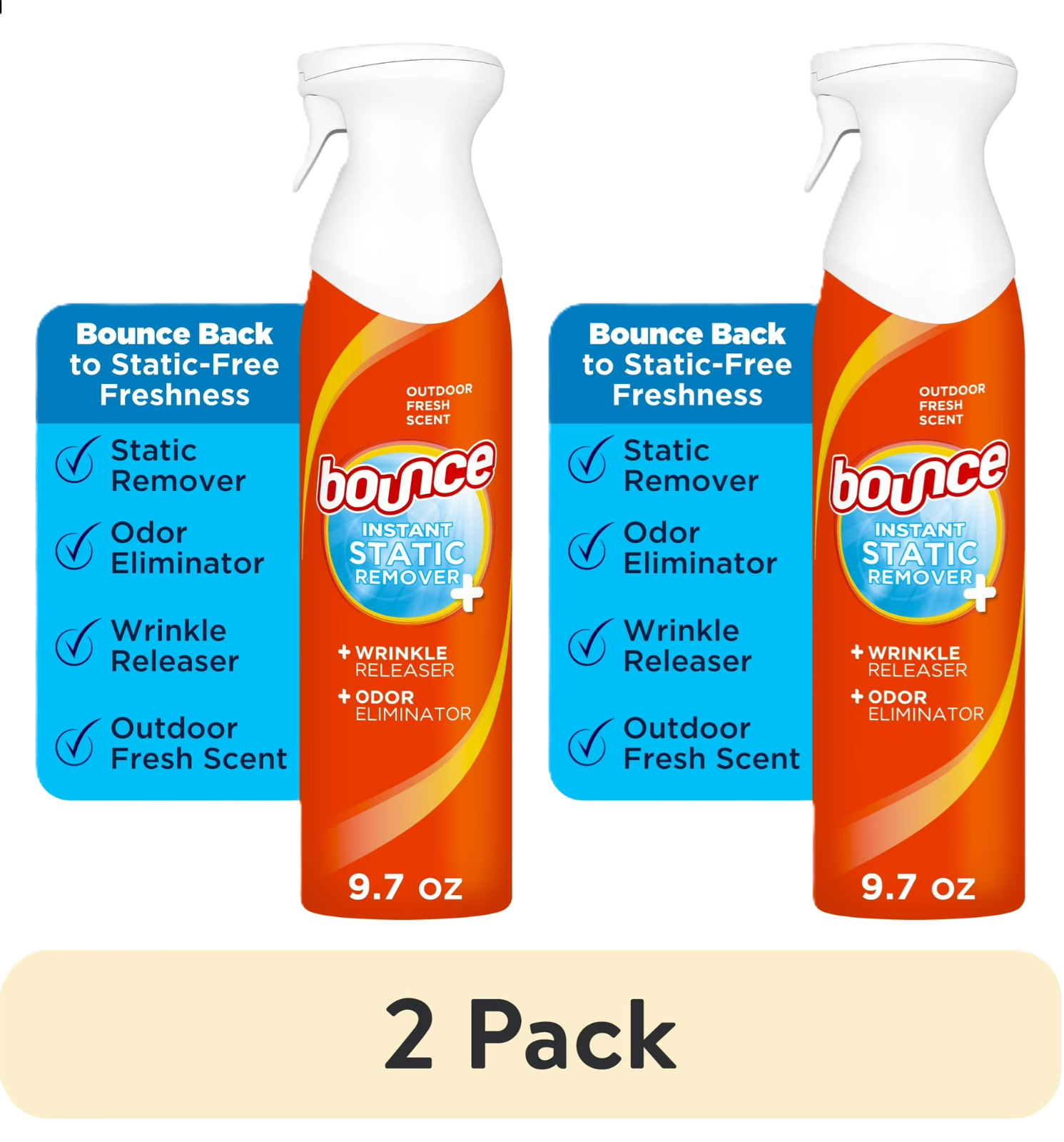 Bounce Rapid Touch-Up 3-in-1 Static Remover Wrinkle Releaser 9.7oz (Pack of 2)