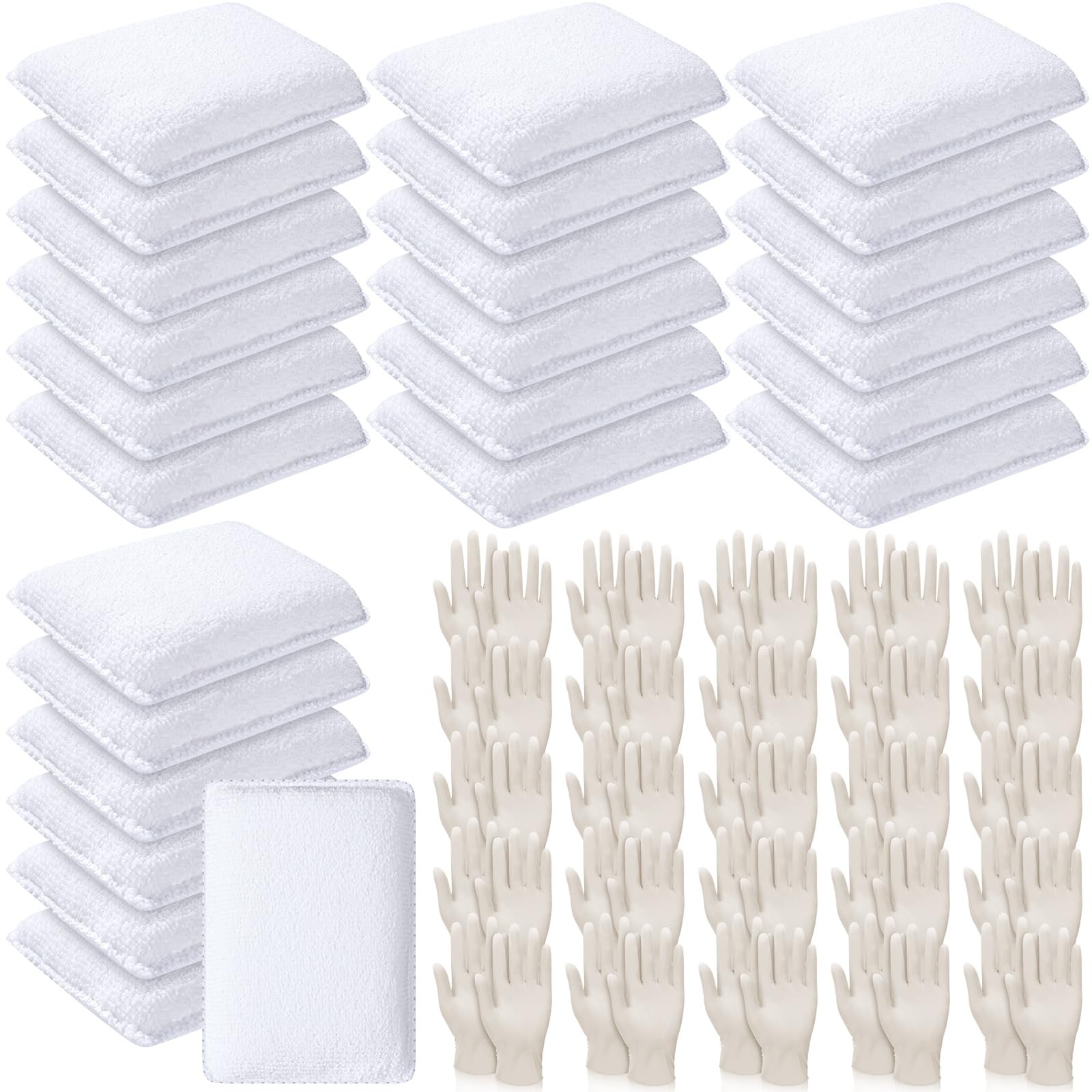24 Set Wood Stain Applicators and Disposable Latex Gloves Microfiber Stain Sp…