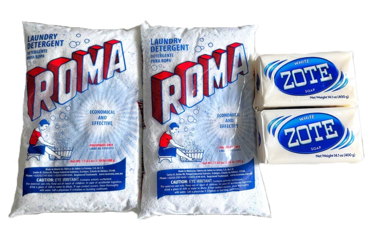 Bundle 17 Oz Roma Polvo Powder laundry detergent 200-400g Zote Laundry Soap Pink