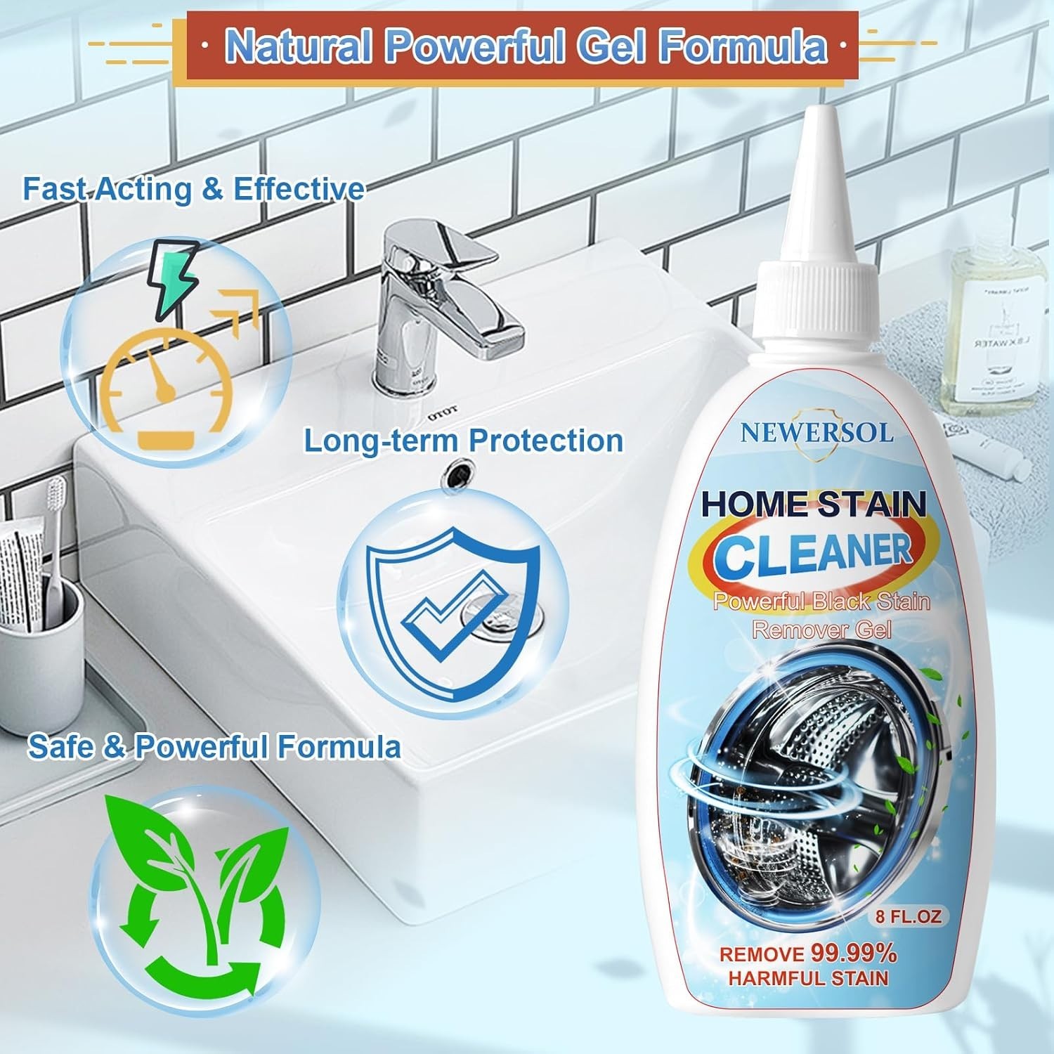 Professional Black Stain Cleaning Gel – Deep Clean for Sinks & Showers (8 Fl Oz)