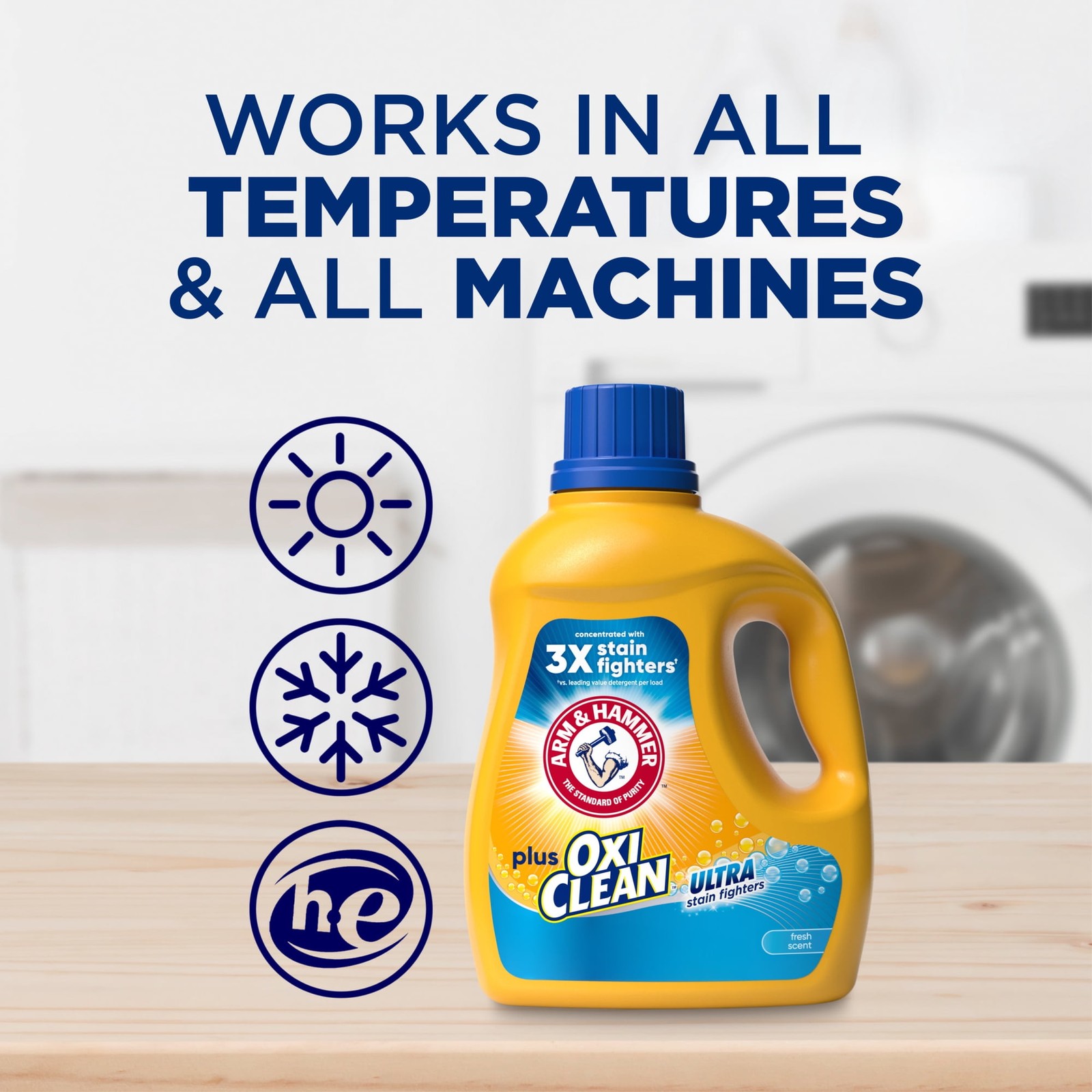 ARM & HAMMER Plus OxiClean Stain Fighter Liquid Detergent, Fresh Scent, 32.5 Oz