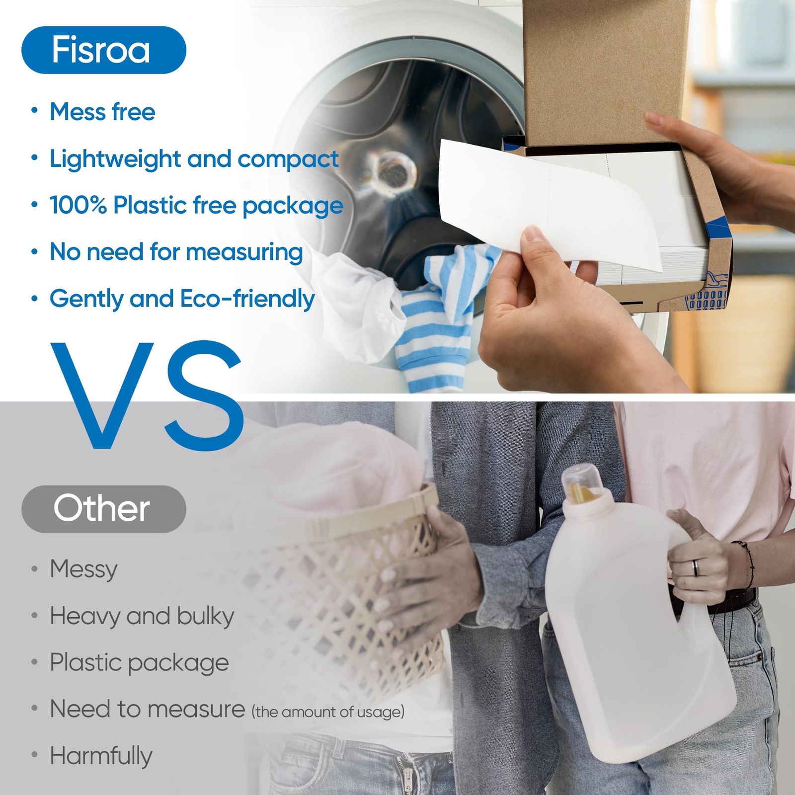 Fragrance Free Laundry Detergent Sheets Travel Eco-friendly 300 Loads Fisroa …
