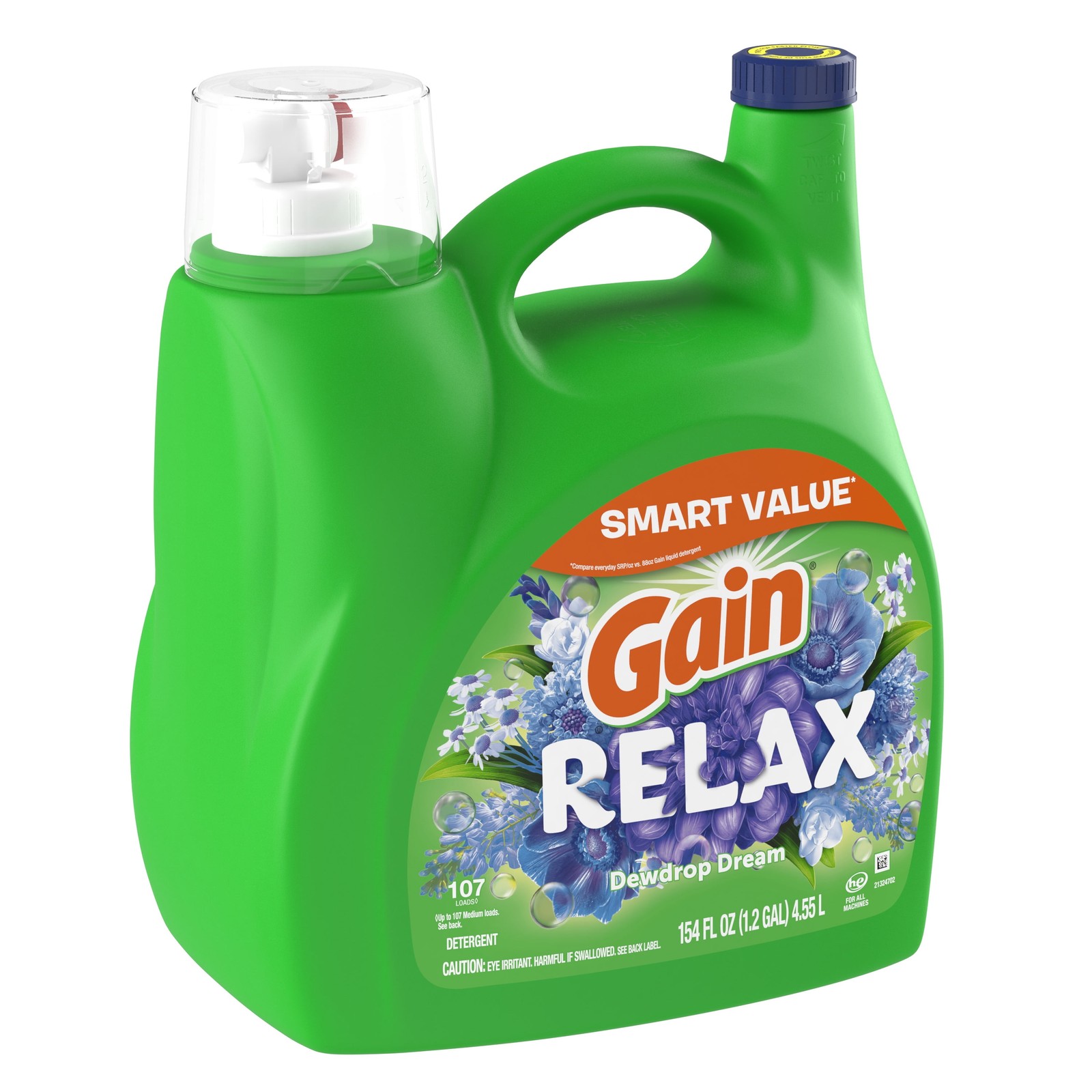 Gain Liquid Laundry Detergent RELAX Dewdrop Dream Scent 154 fl oz 107 Loads