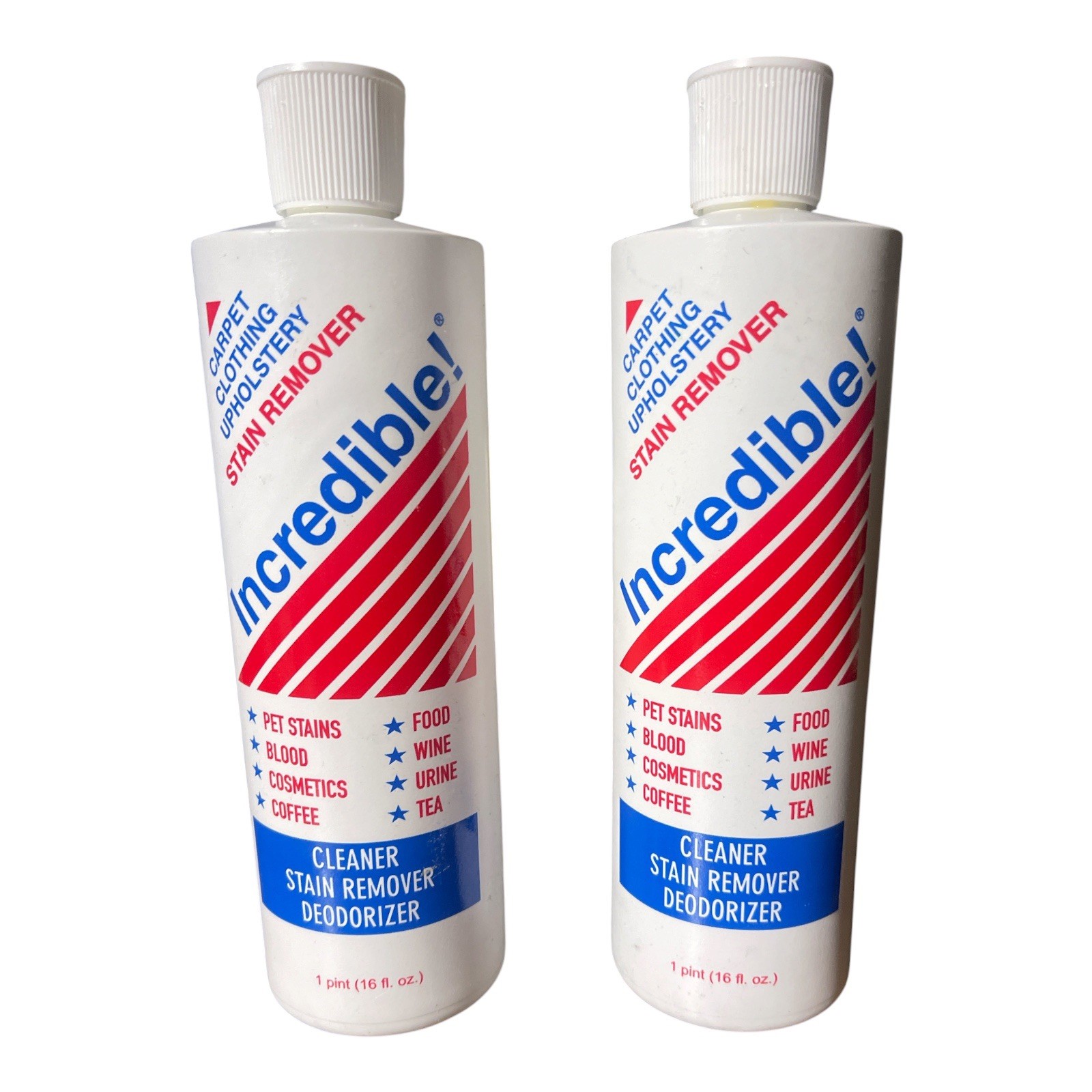 Incredible! Carpet Upholstery Stain Remover Cleaner Deodorizer 16oz 2-Pack