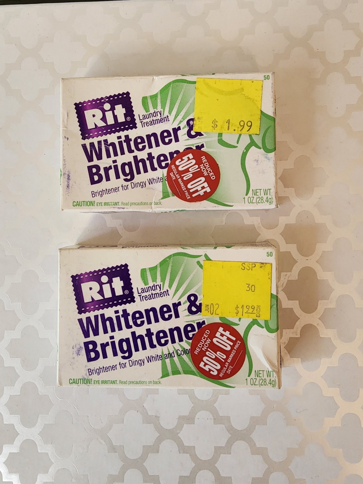 2PK Rit Laundry Treatment Whitener & Brightener Powder 1oz For Whites & Colors