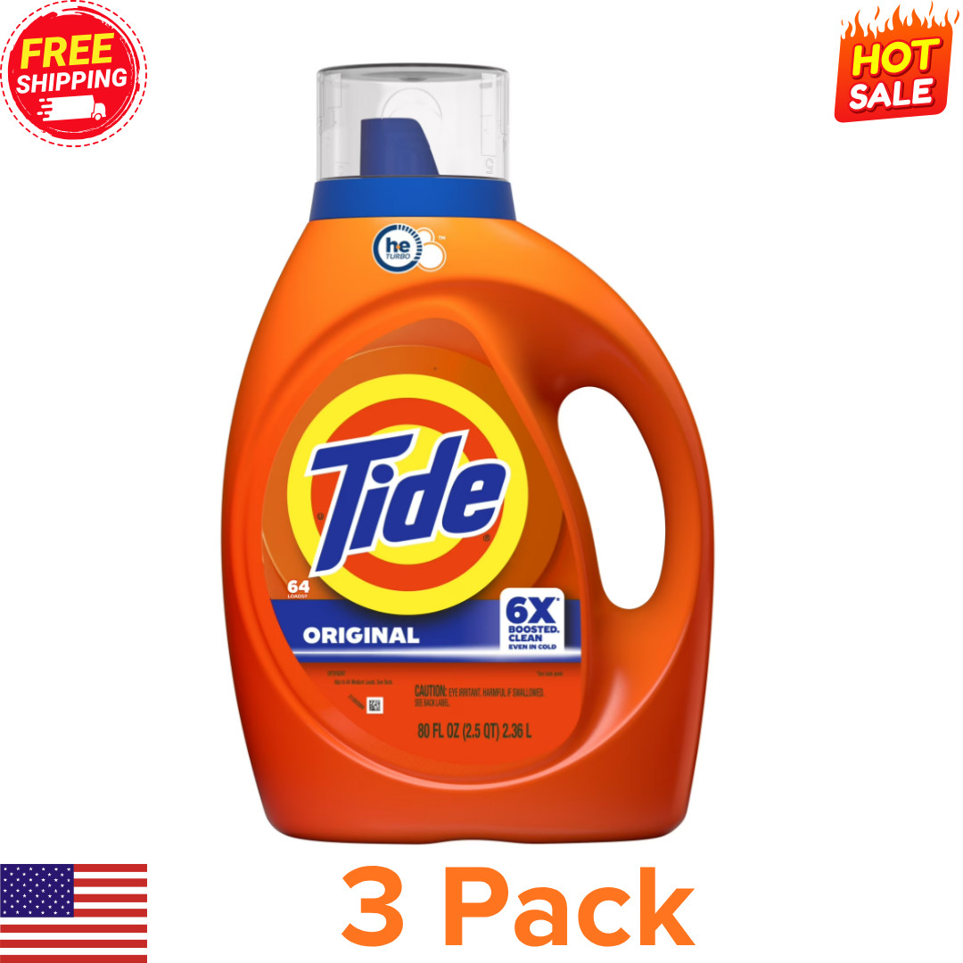 ( 3 pack)Tide Original HE Liquid Laundry Detergent 80 fl oz 64 Loads
