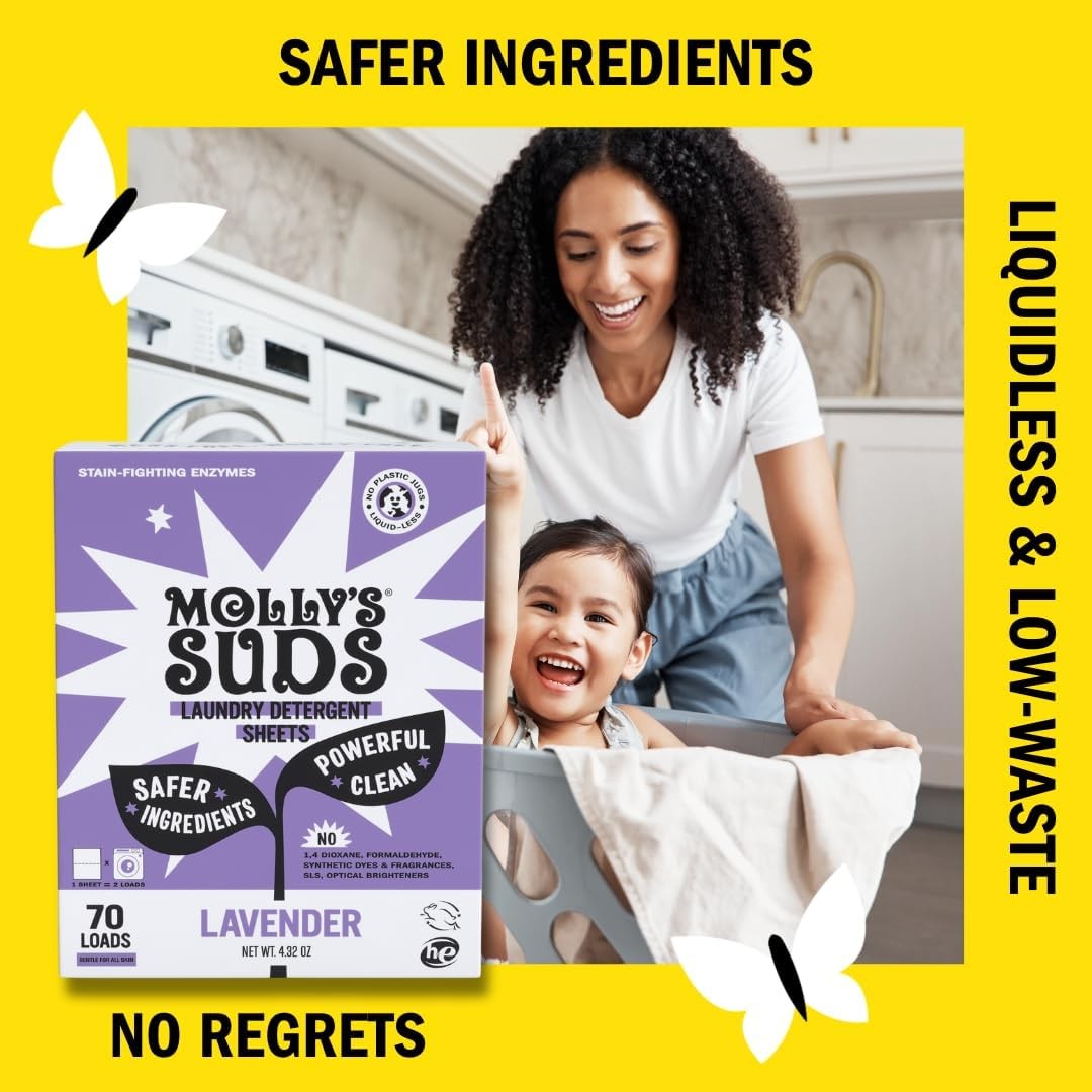 Molly’s Suds Laundry Detergent Sheets Gentle on Sensitive Skin Powerful