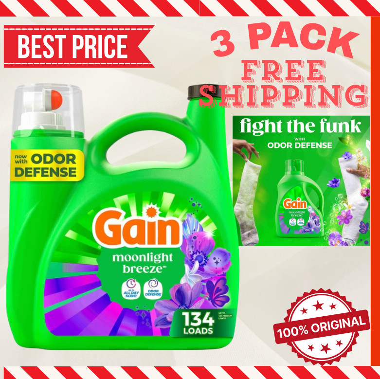 [3 PACK] Gain Laundry Detergent Moonlight Breeze HE Laundry Detergent 134 Loads