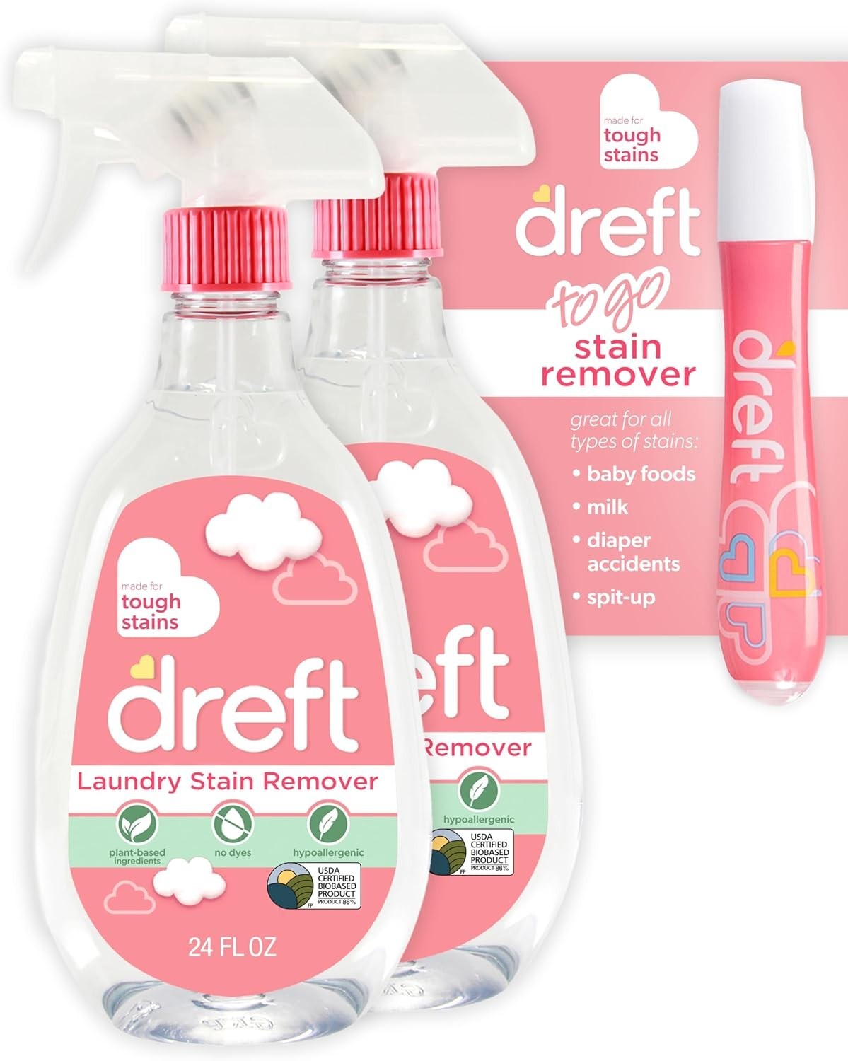 Dreft Stain Remover for Baby Clothes and Hypoallergenic Baby Stain Remover spray