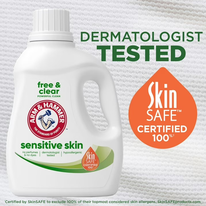ARM & HAMMER Sensitive Skin Free & Clear Liquid Laundry Detergent, 105 fl oz, 10
