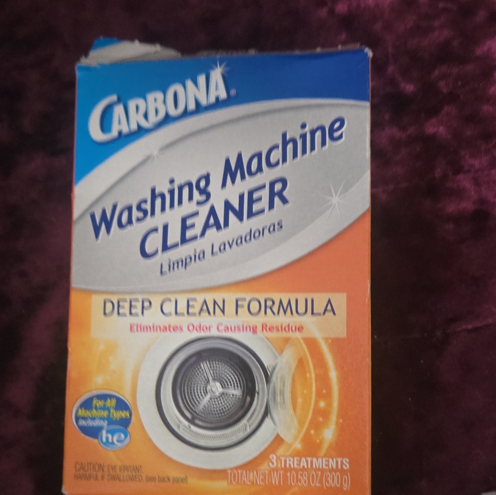 Carbona Washing Machine Cleaner Powder, HE Compatible, Septic Safe, 3 Treatments