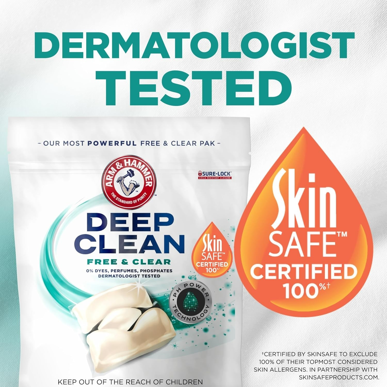 Deep Clean Free & Clear Power Paks Concentrated Laundry Detergent, Free of Dy…