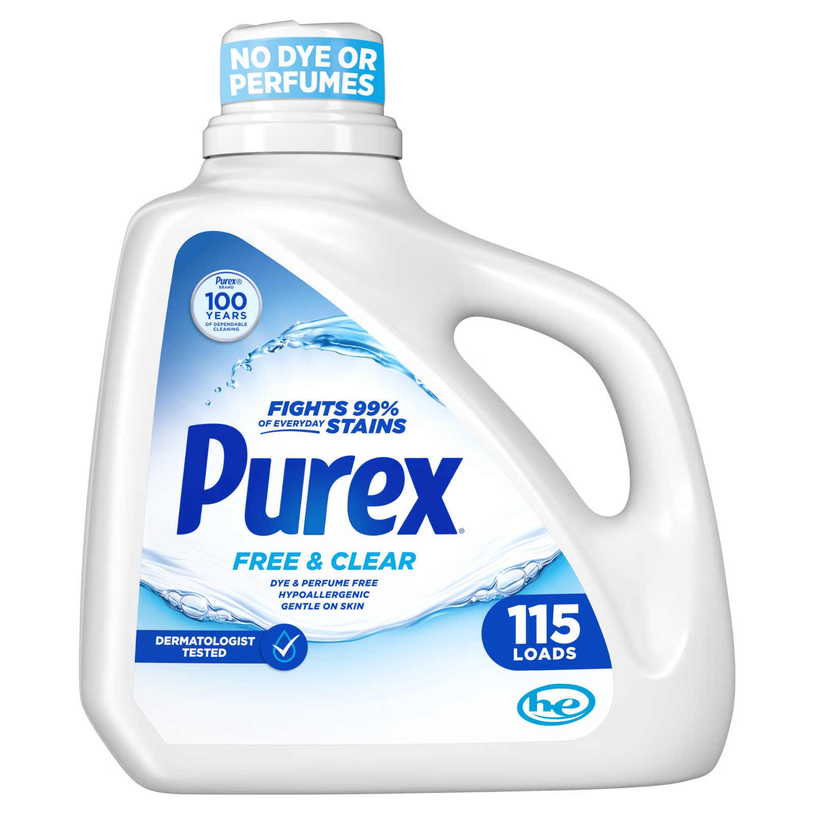 5 pack Purex Free & Clear Liquid Detergent, Sensitive Skin, 150 fl oz, 115 loads