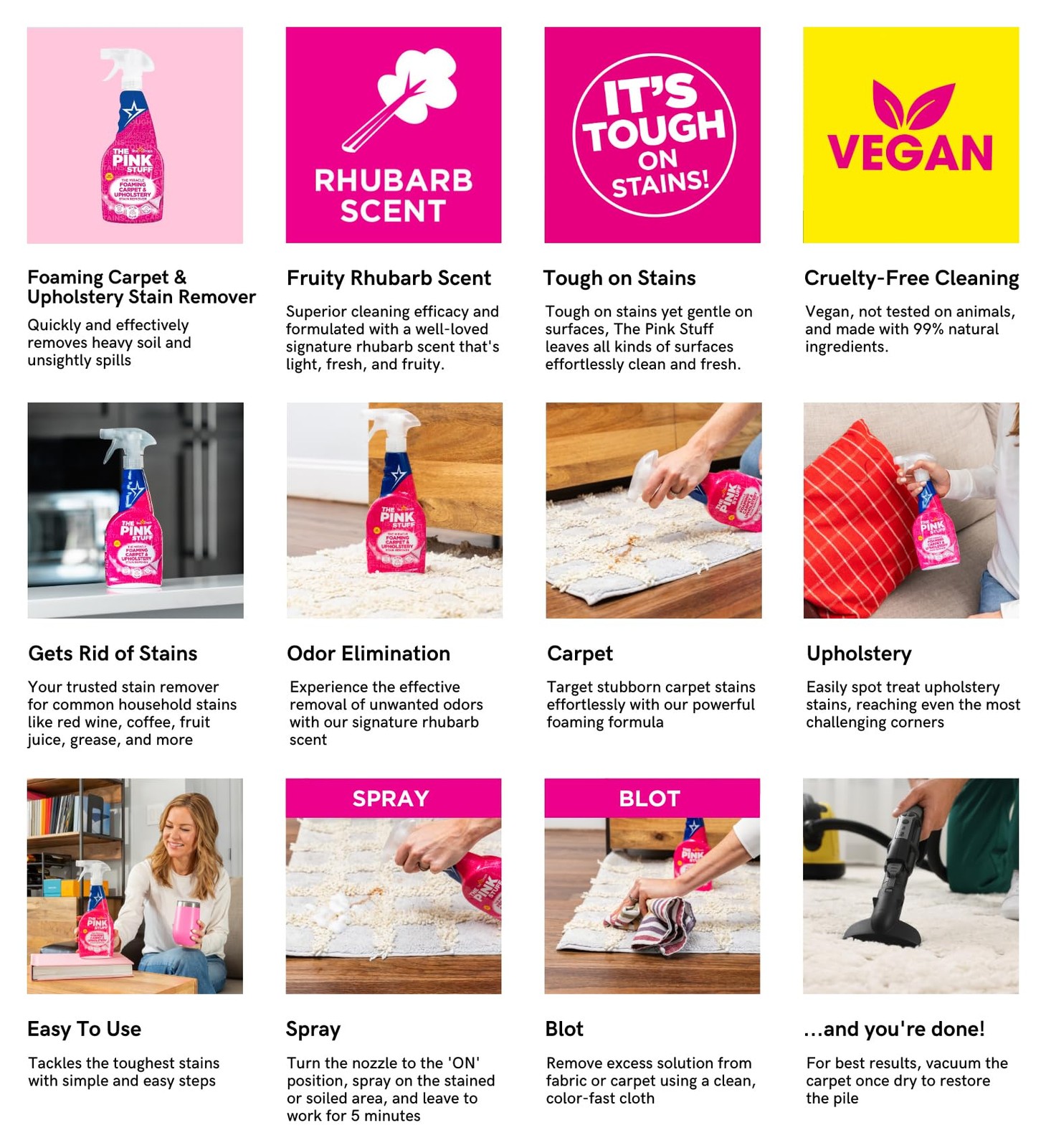 Stardrops The Pink Stuff The Miracle Foaming Carpet & Upholstery Stain Remover