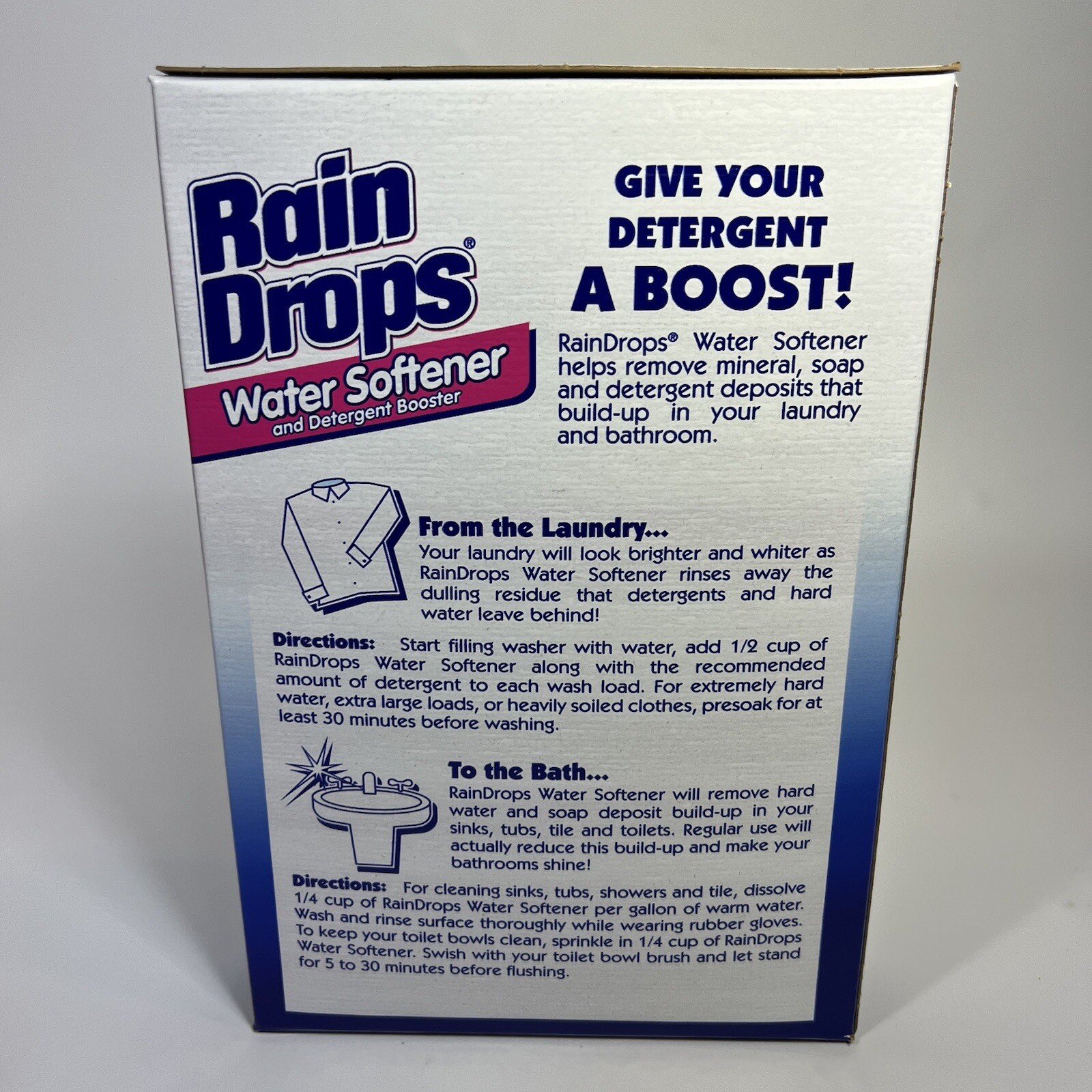 Vintage NEW Rain Drops Water Softener and Detergent Booster 42oz Sealed NOS book