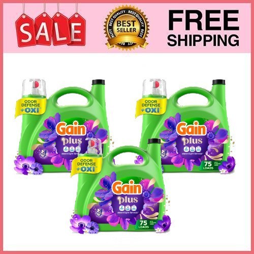 3 Pack Gain Plus Liquid Laundry Detergent, Moonlight Breeze Scent, 99 fl oz Pk